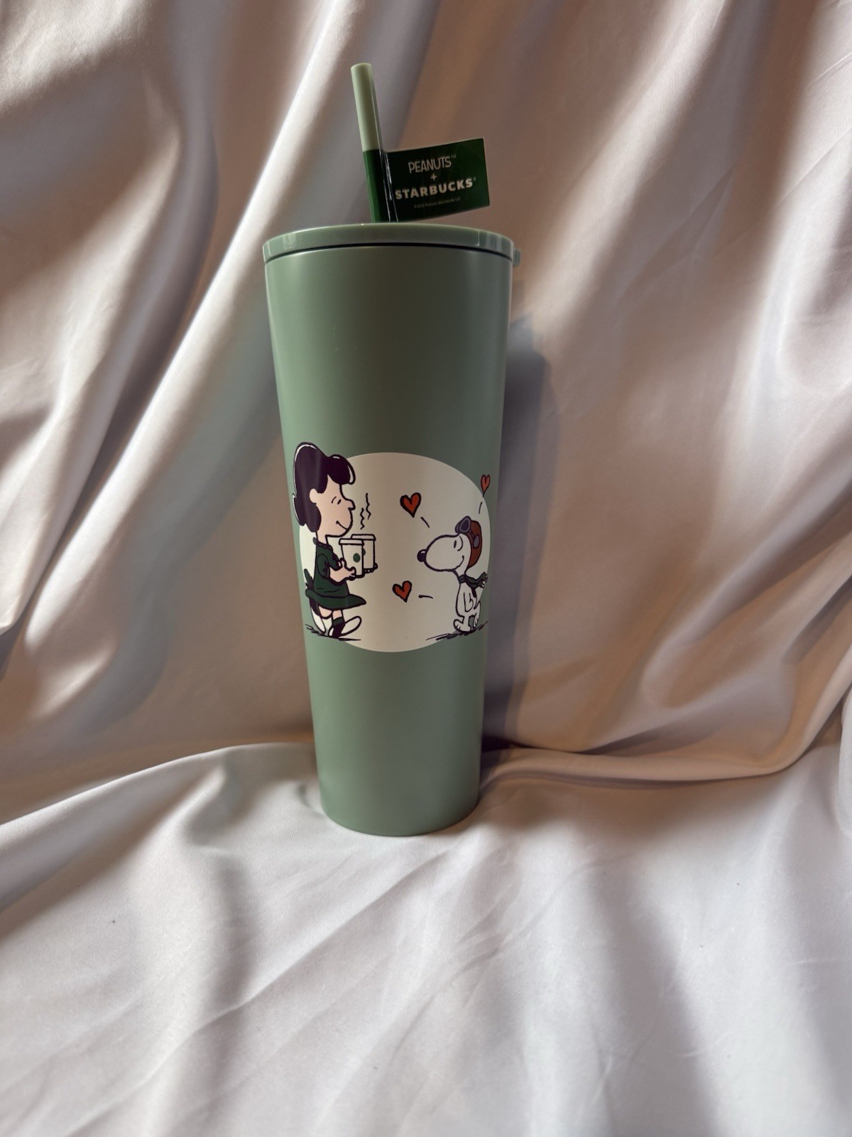 Starbucks Peanuts Snoopy Sage Green Stainless Steel Tumbler w/ Straw NWT 2026 Starbucks Peanuts Snoopy Sage Green Stainless Steel Tumbler w/ Straw NWT 2026