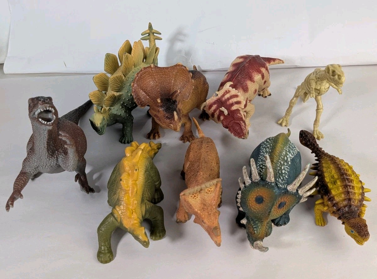 Vintage Modern Dinosaur Plastic Toy Figure Lot 9 Mix Schleich Battat Playskool