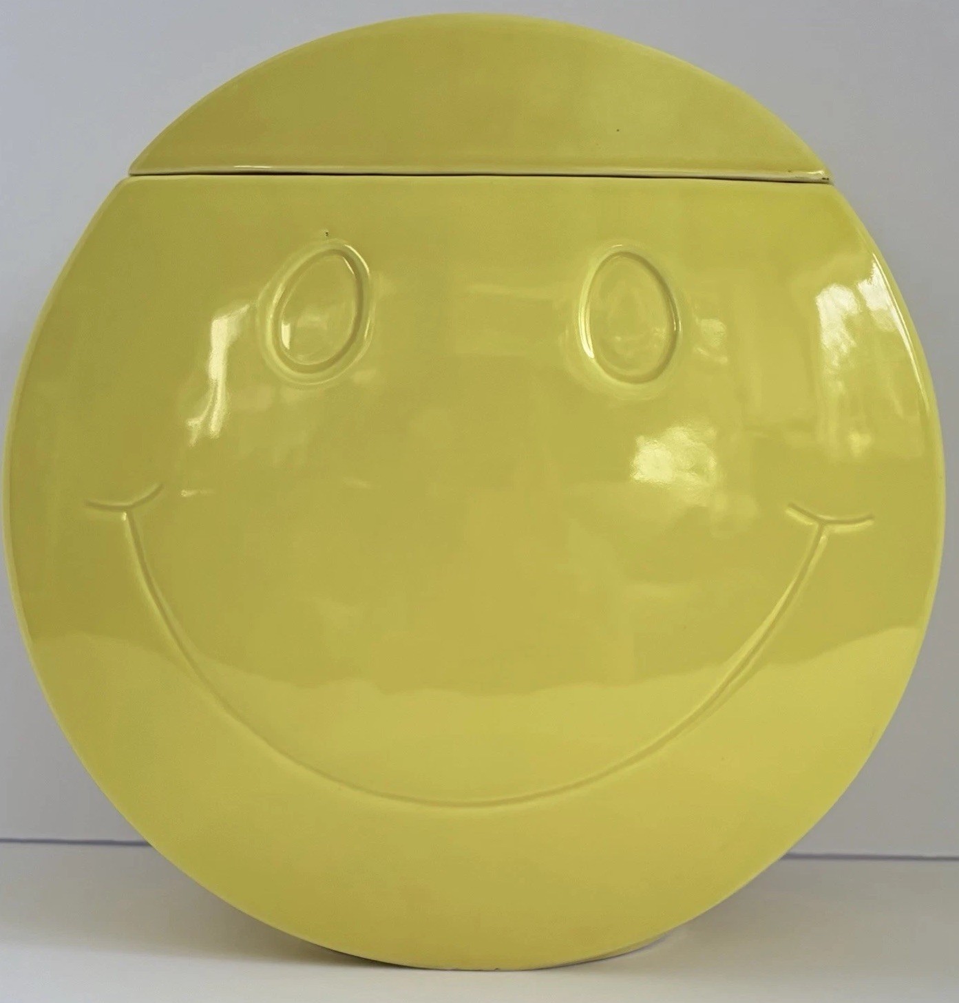 1999 Enesco Smiley Face Vintage Cookie Jar #647594 Yellow Ceramic Happy Face