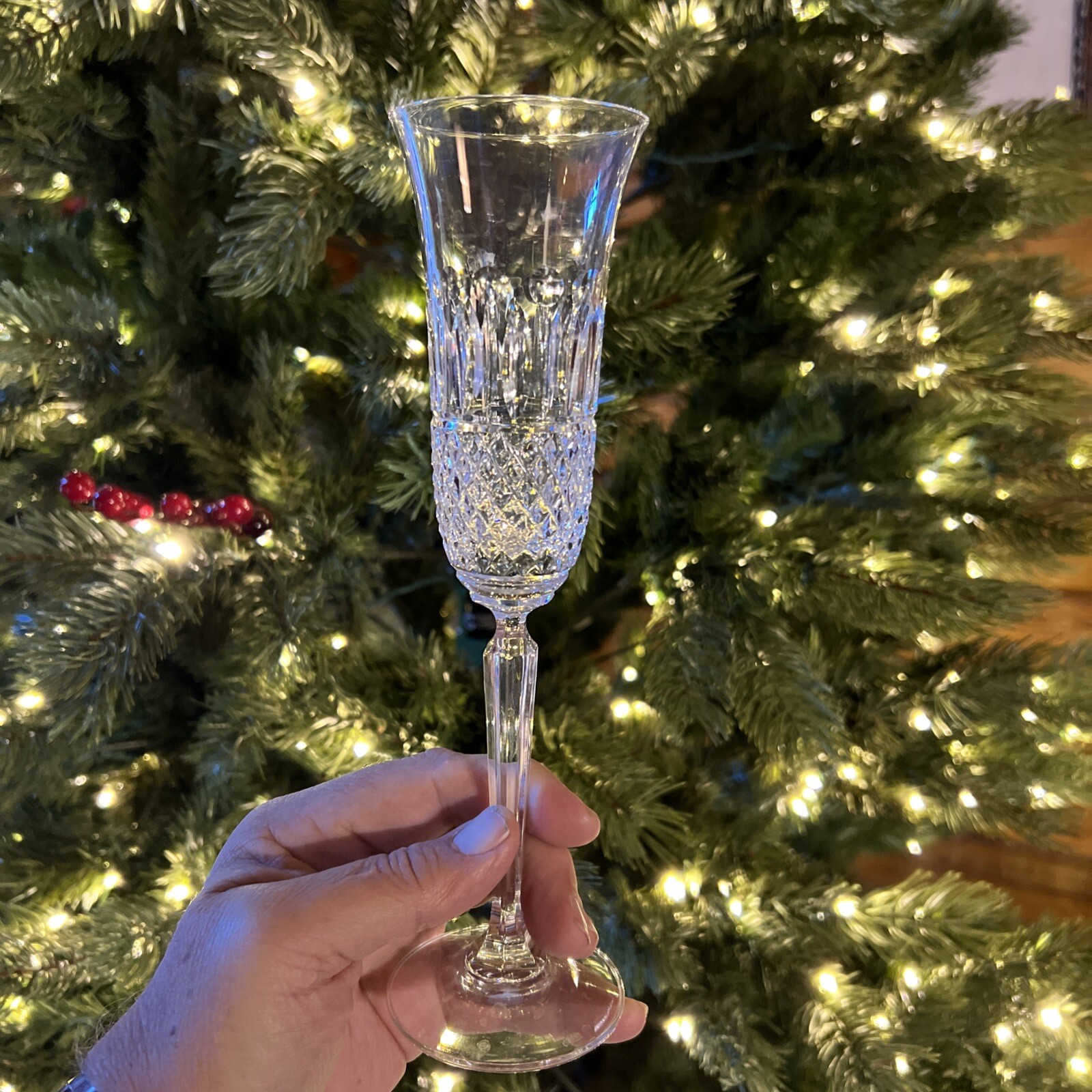 MIKASA Kingsley Crystal Champagne Toasting Flutes Set Of 2 Rare Elegant VTG