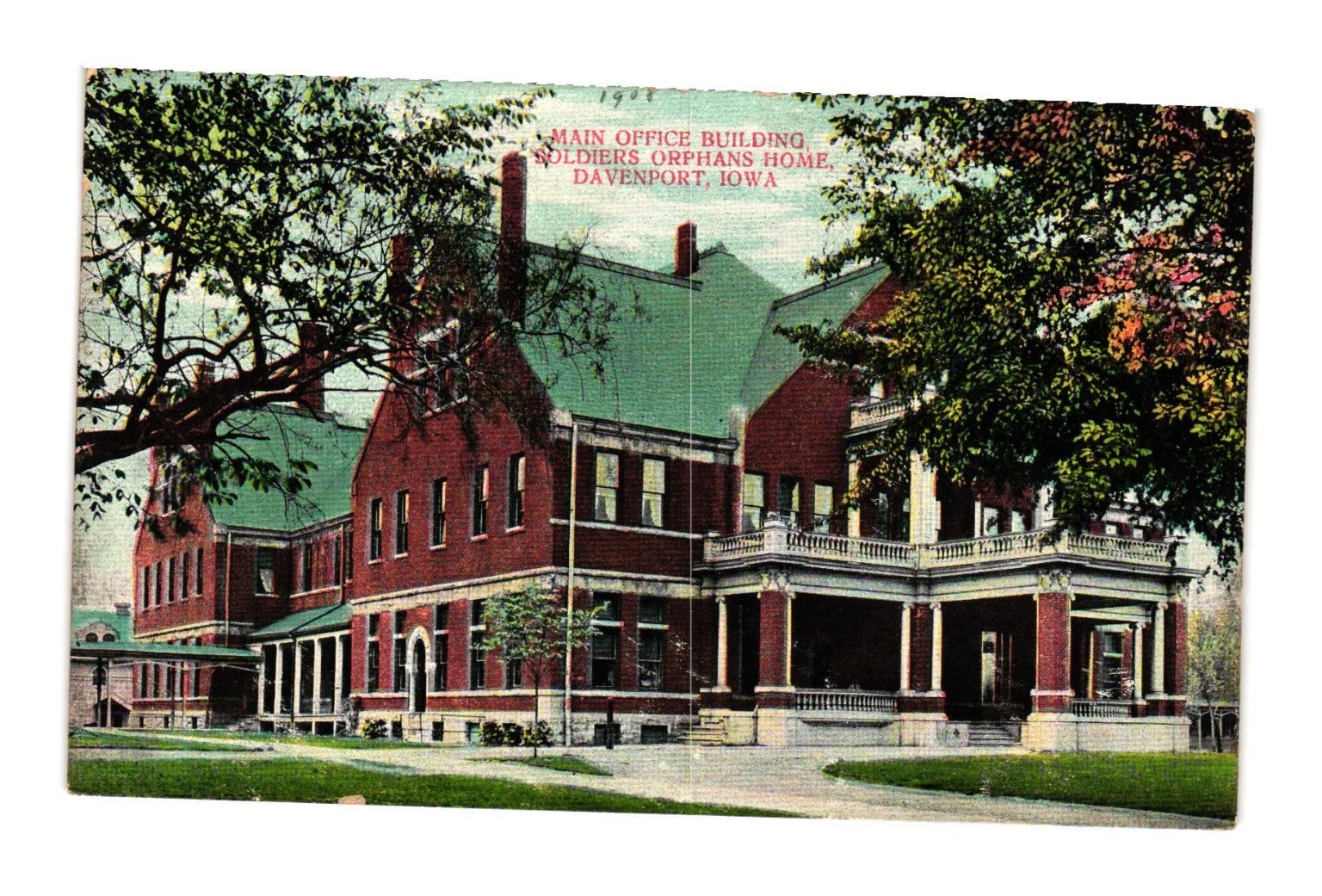 Vintage 1908 Soldiers Orphans Home Davenport Iowa Postcard Vintage 1908 Soldiers Orphans Home Davenport Iowa Postcard