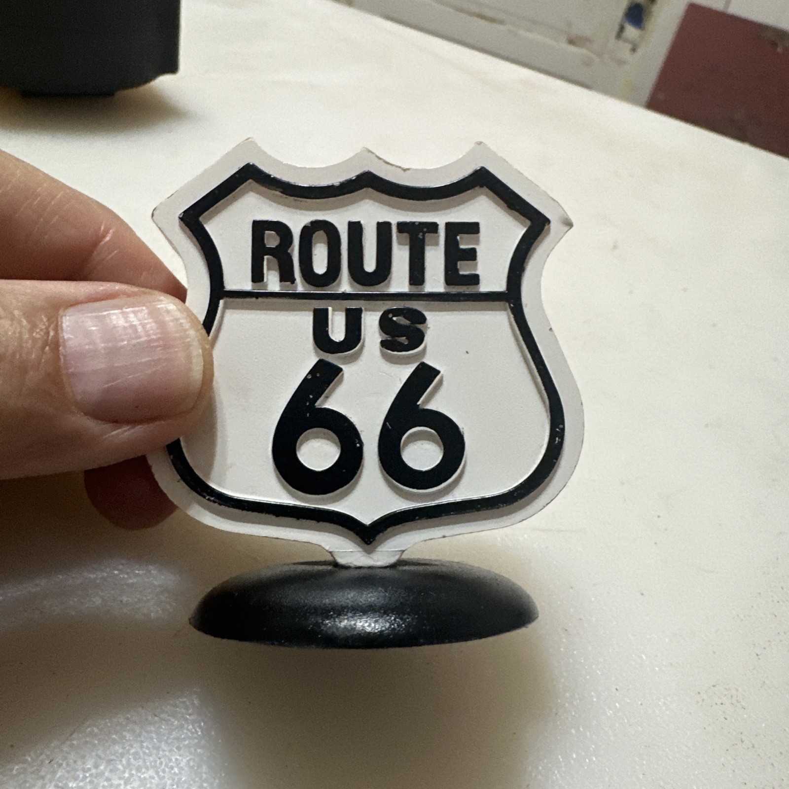 Route 66 Small Road Sign Emblem Statue, Route 66 Memorabilia, 2.5 “ Tall, White