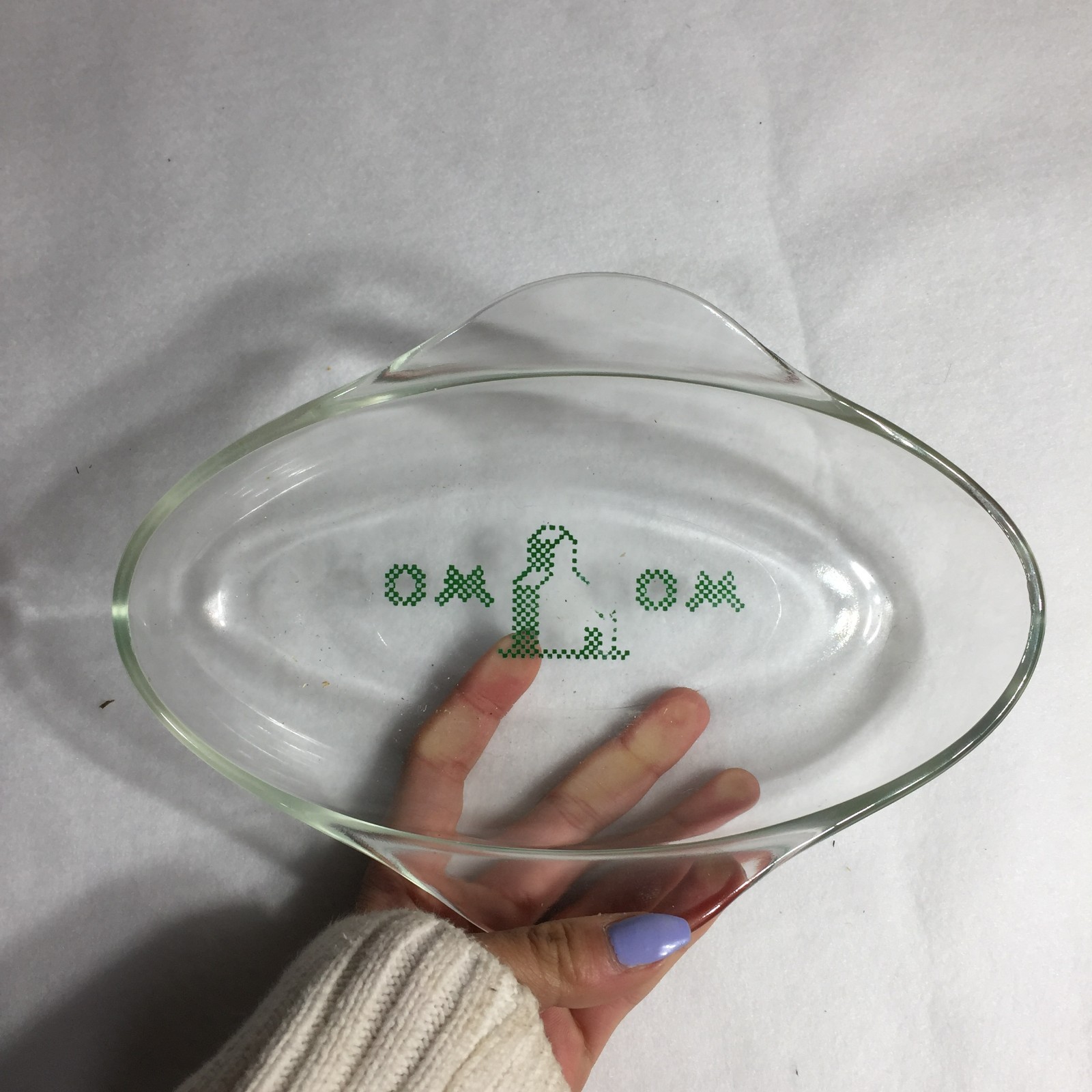 VTG O&M Elevator Glass Plate Oval Farm Tractor Wreath Bow Christmas Cross-Stitch