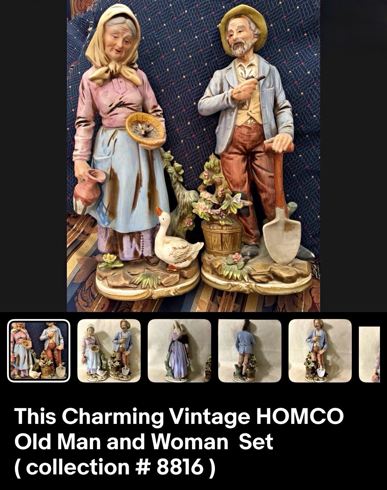 HOMCO Vintage Collection #8816 Ceramic Hand Painted Matte14” Old Man & Woman Set HOMCO Vintage Collection #8816 Ceramic Hand Painted Matte14” Old Man & Woman Set