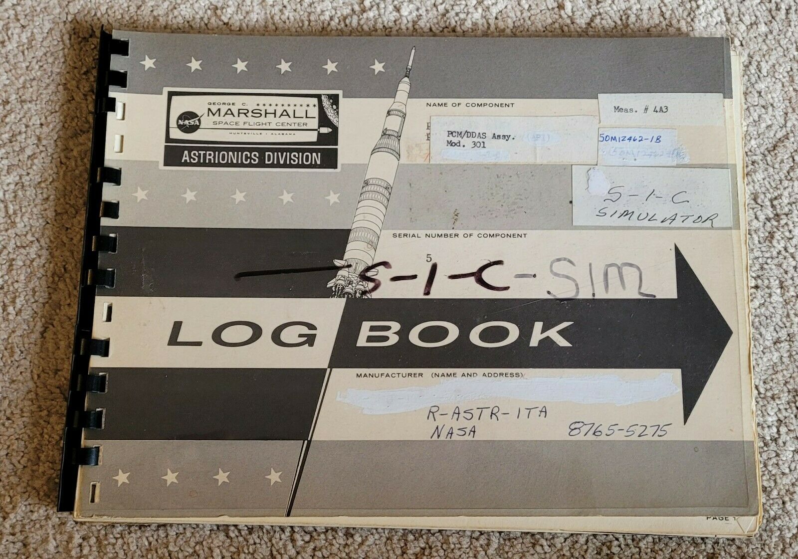 NASA SATURN  APOLLO LOG BOOK 1963-66 PCM-DDAS (MSFC) W/ DATA NOTES RARE SCARCE