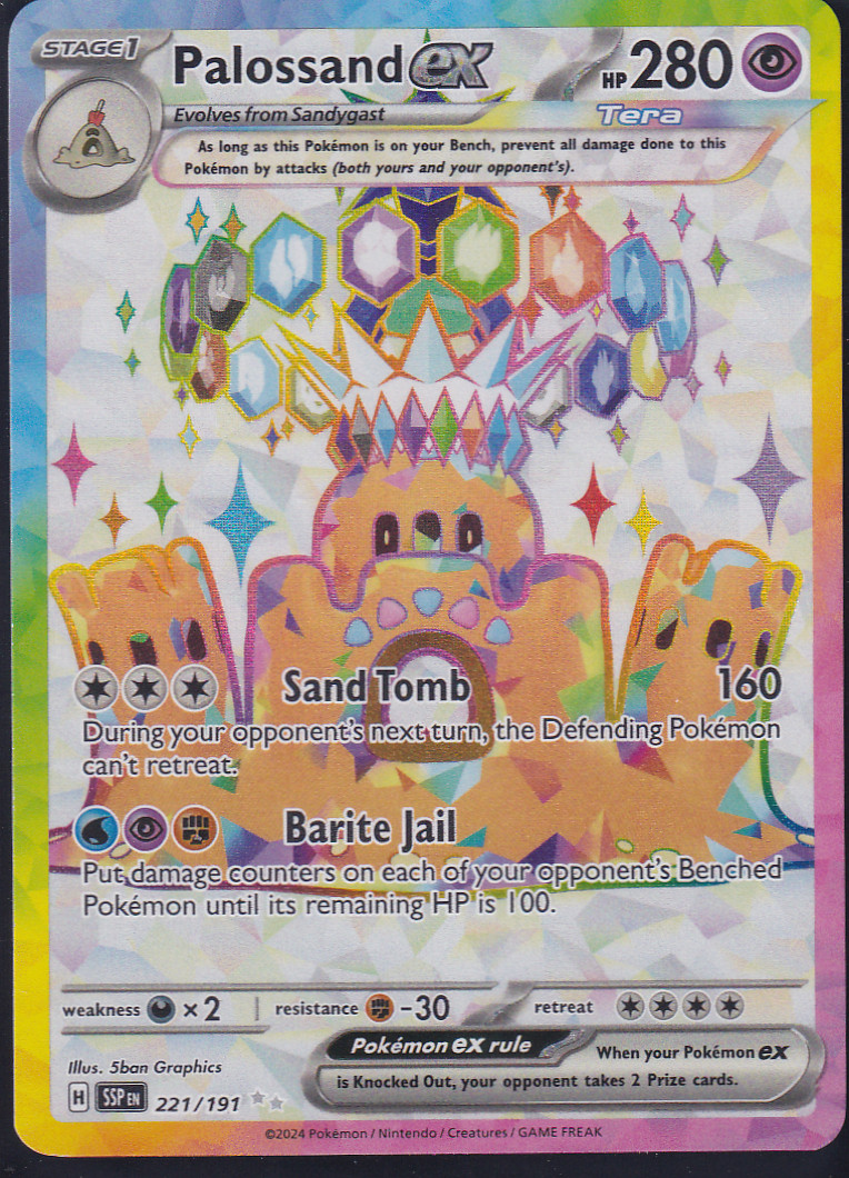 Pokémon TCG Palossand ex 221/191 SV08 Surging Sparks Full Art NM/M