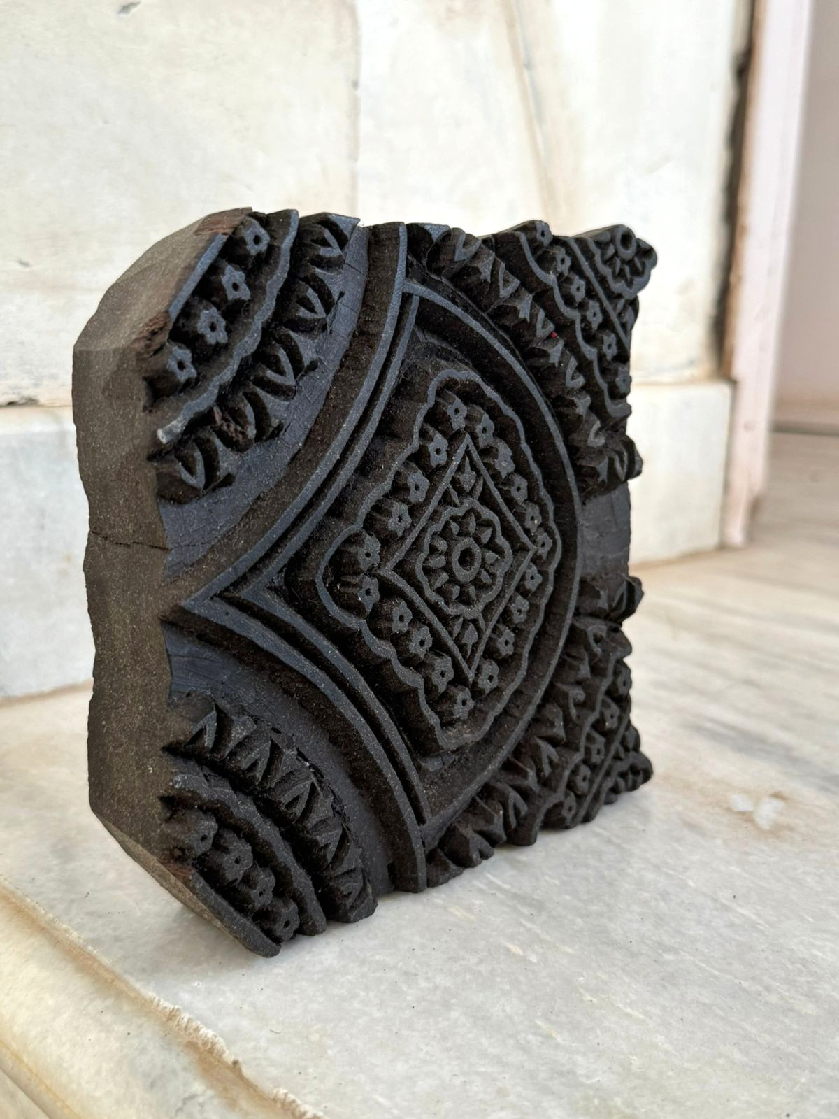 Original Old Hand Carved Wooden Textile Printing Block