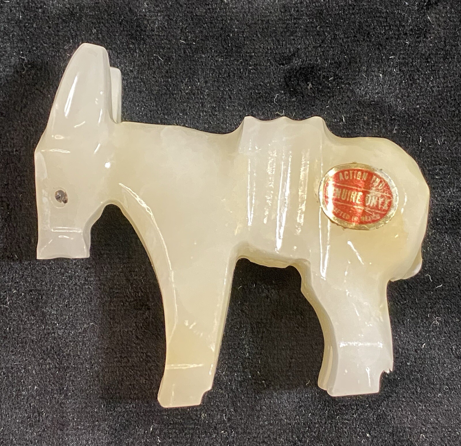 VINTAGE Genuine ONYX  Donkey Horse Stone Figurine Crafted In MEXICO 3” x 3”