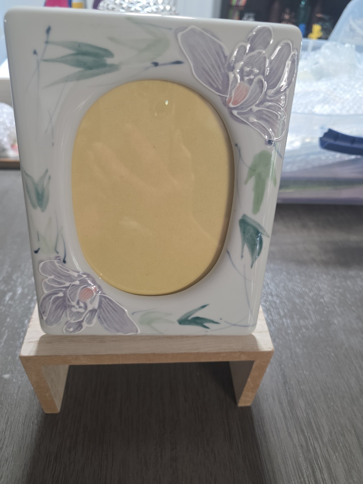 Vintage 4 X 6 Purple Flowered Picture Frame
