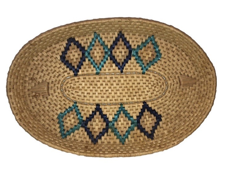 Fun Vintage Coiled Straw Basket Tray Large 20\