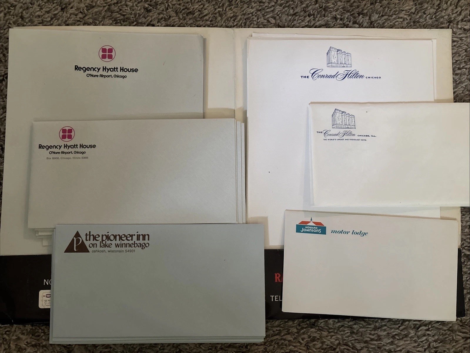 Vintage Hotel Stationery & Envelopes Lot Hyatt Pioneer Inn Hilton Howard Johnson