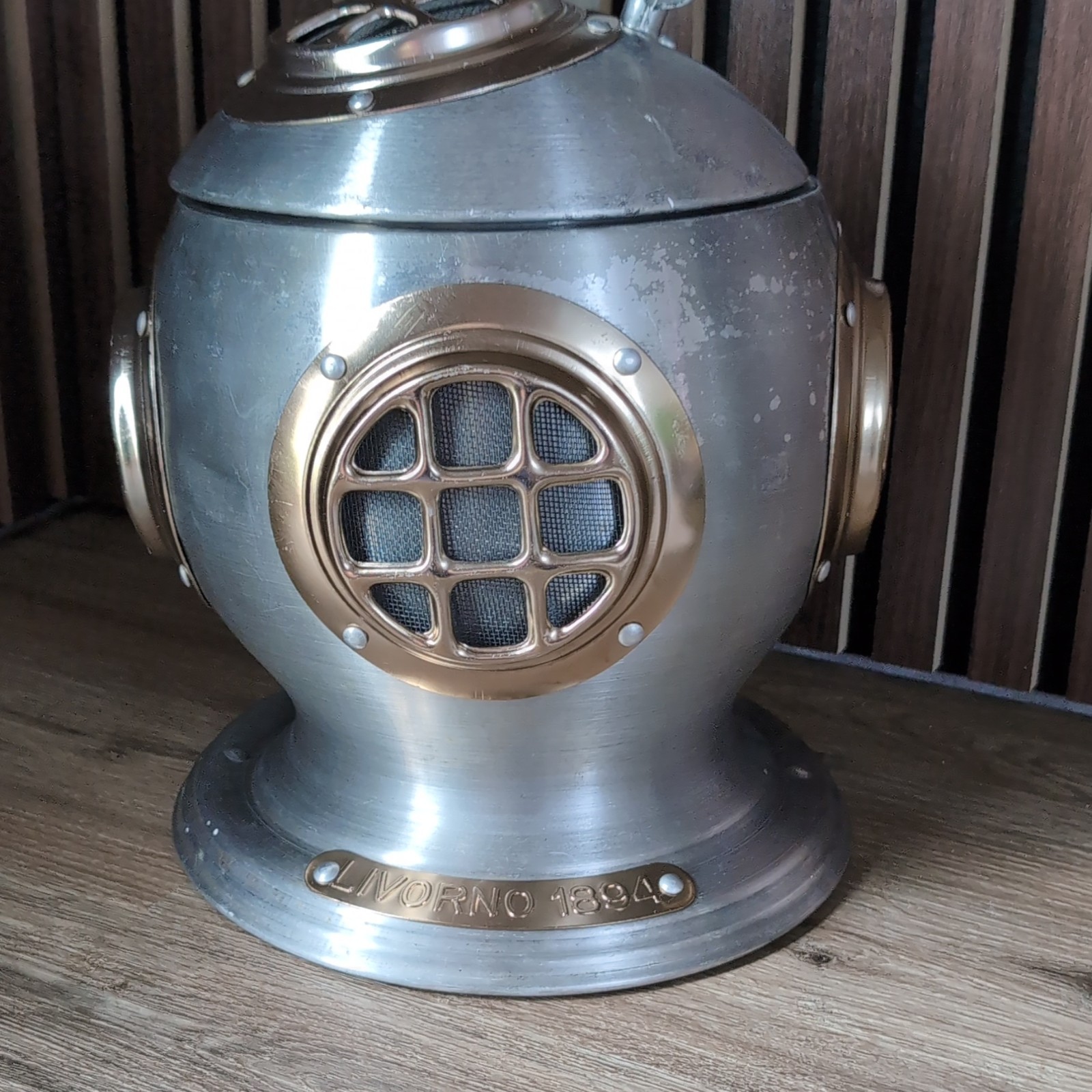 Vintage Diving Helmet Livorno 1894 Ice Bucket Pewtertone Olde Tankardware Hong k