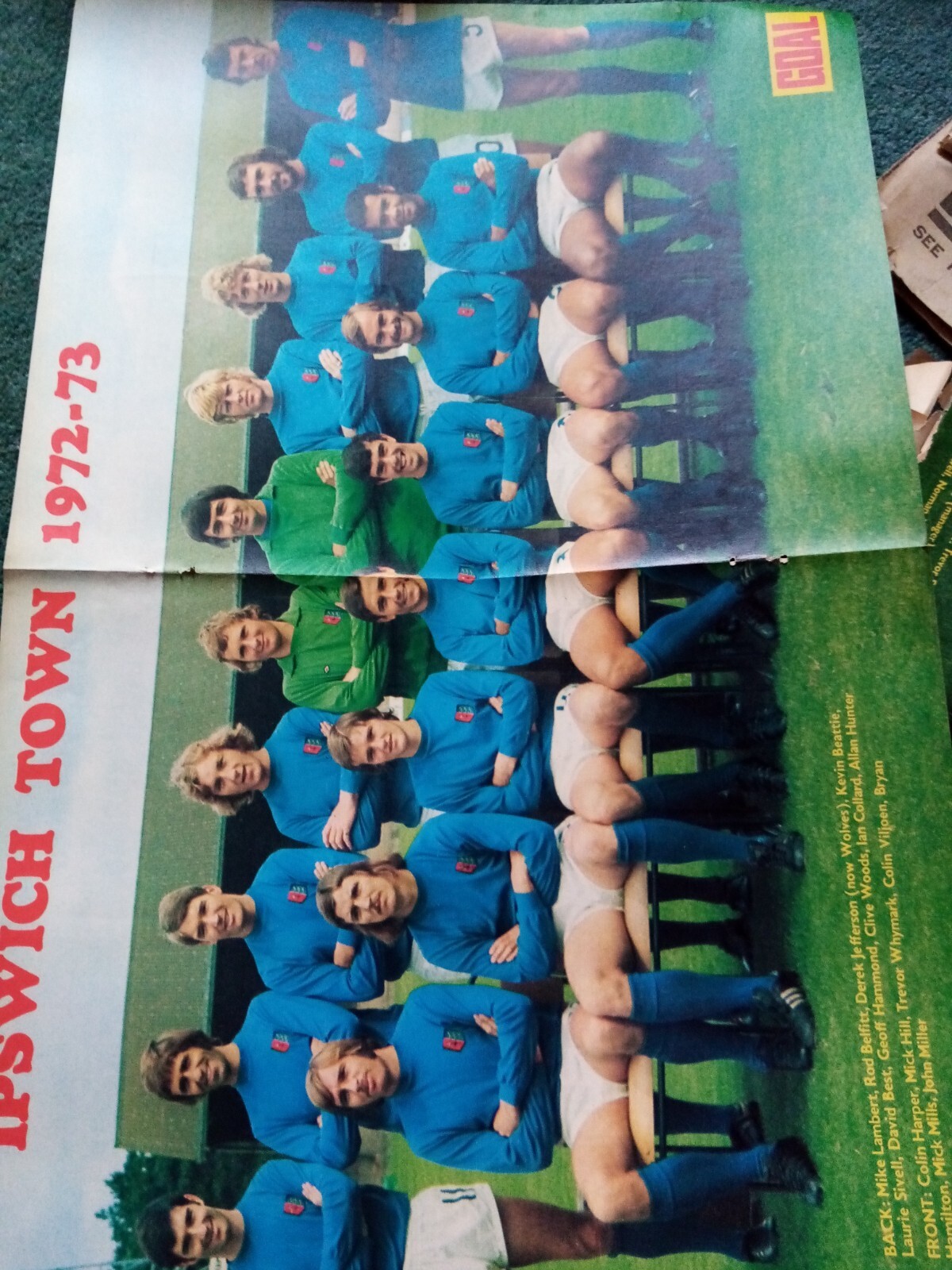 Kvc57 Ephemera 1972 football picture 2 pages Ipswich town team