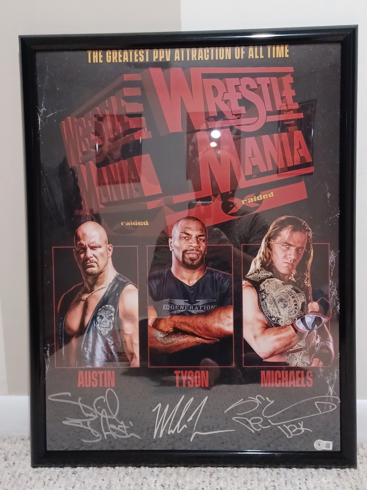 WWF Wrestlemania 14 Poster 18x24 Steve Austin Shawn Michaels Mike Tyson