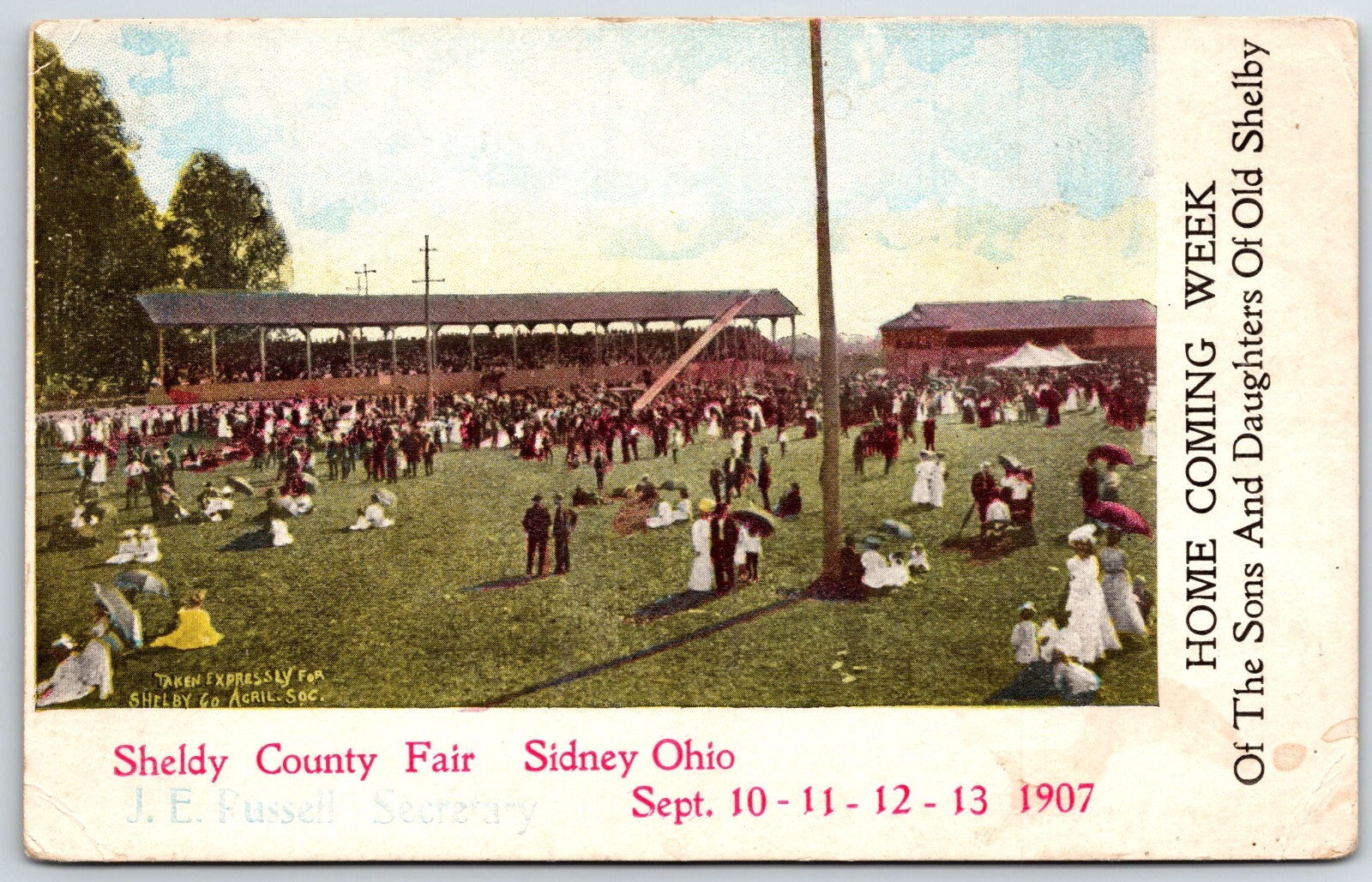 SIDNEY OHIO SHELBY COUNTY FAIR 1907 HOME COMING WEEK UNP postcard