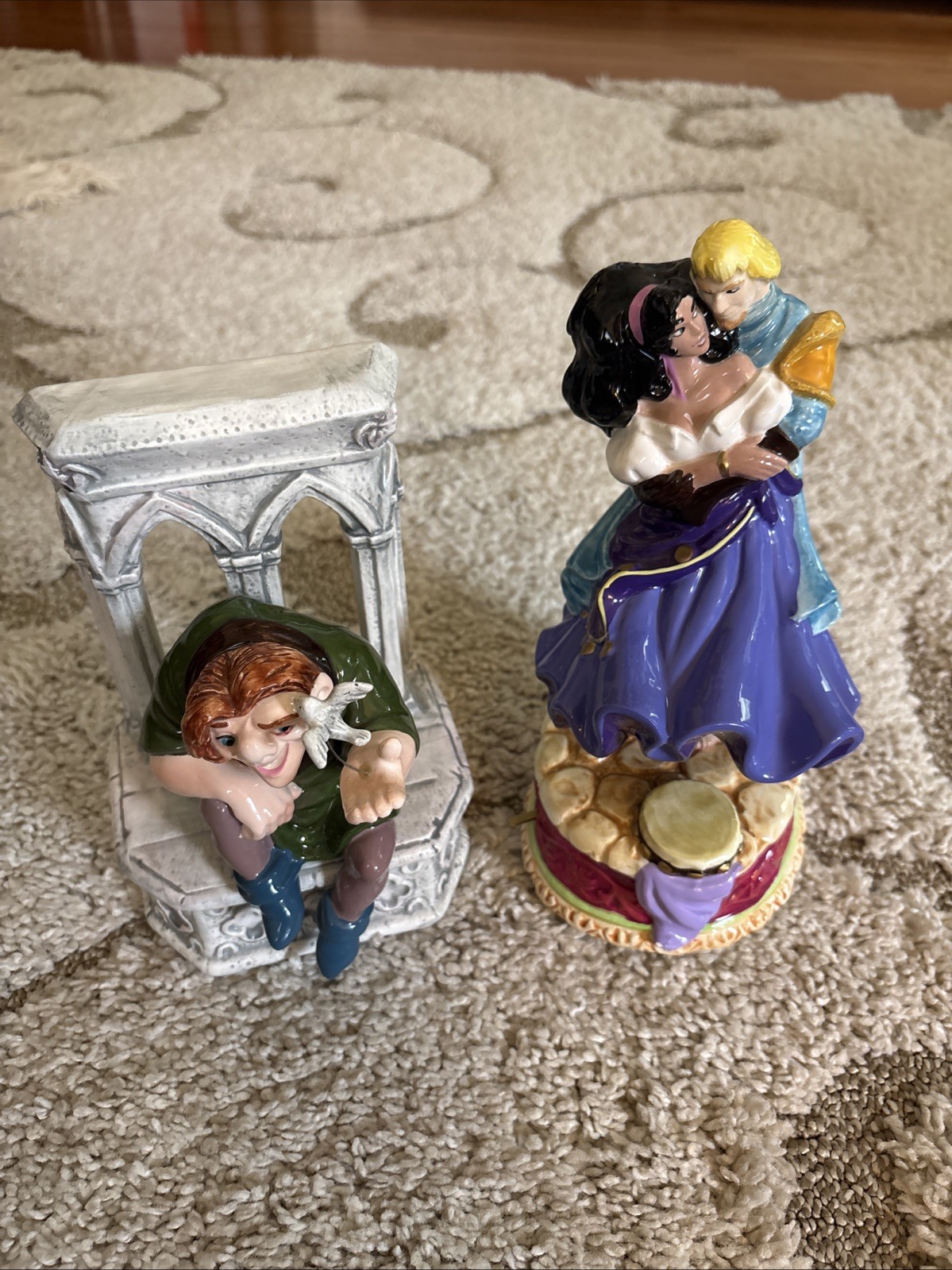 Lot Of 2 Disney Enesco Hunchback Notre Dame Musical Figurine Esmerelda Phoebus