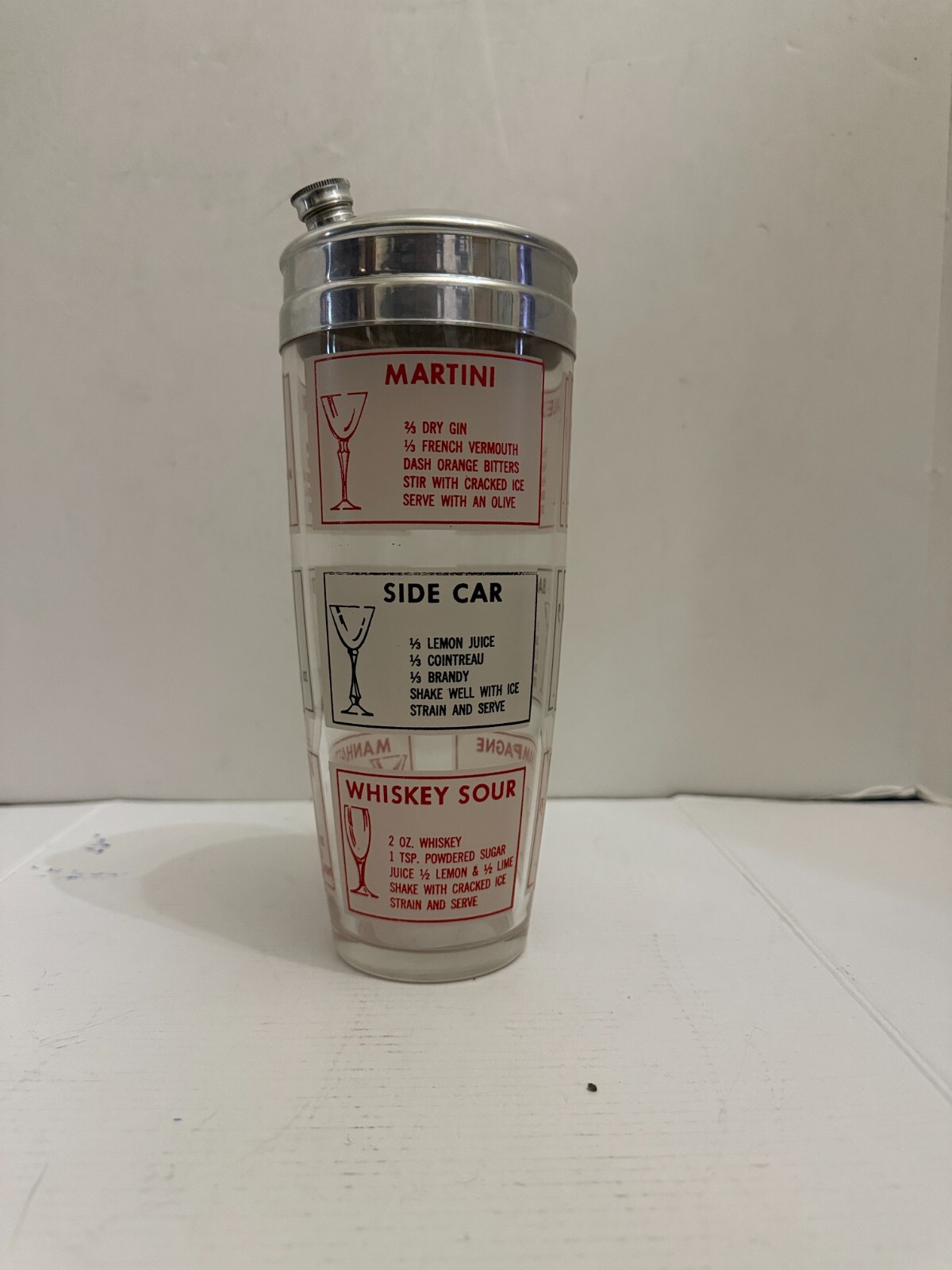 MCM Mid Century Modern Glass Cocktail Shaker Cocktail Recipes On It