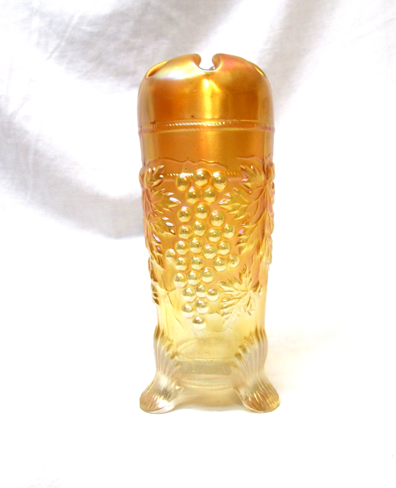 Northwood Marigold Carnival Glass Hatpin Holder Grape & Cable Pattern 1900's