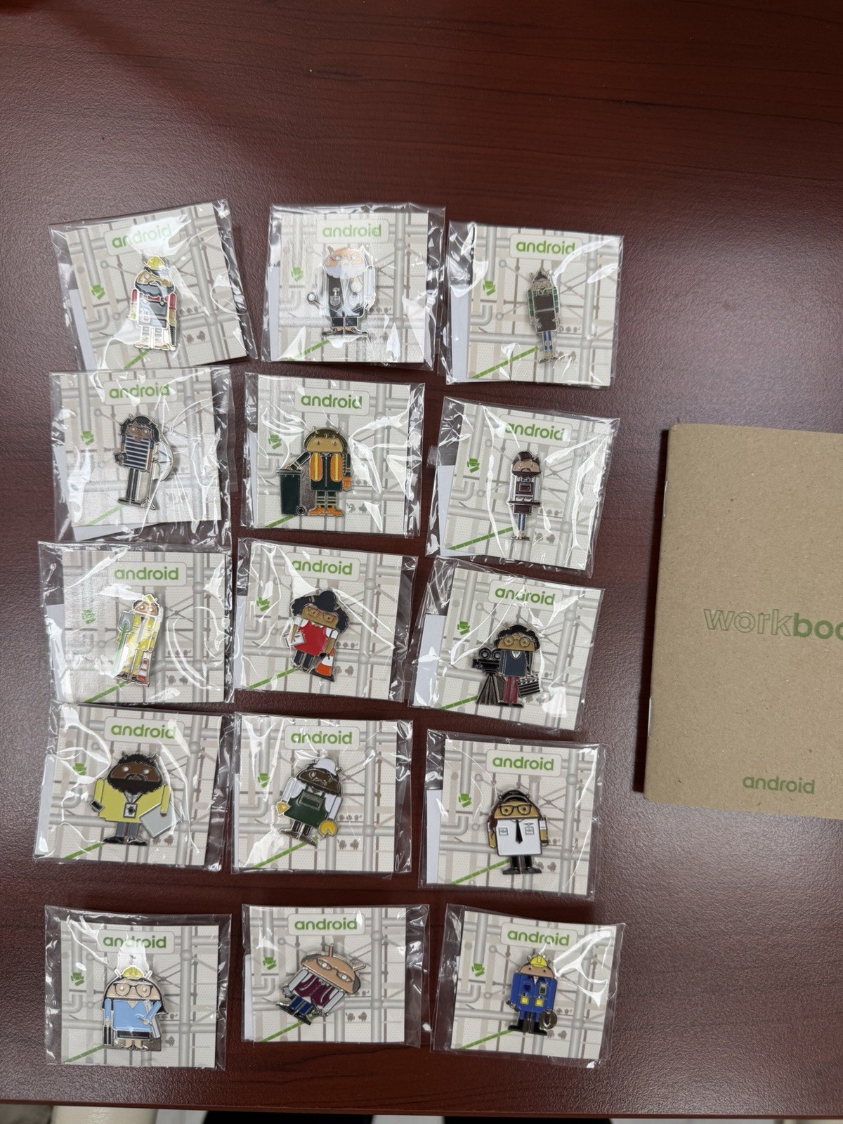 15 Collectible Android MWC 2018 Partner Walk Barcelona Pins with Workbook