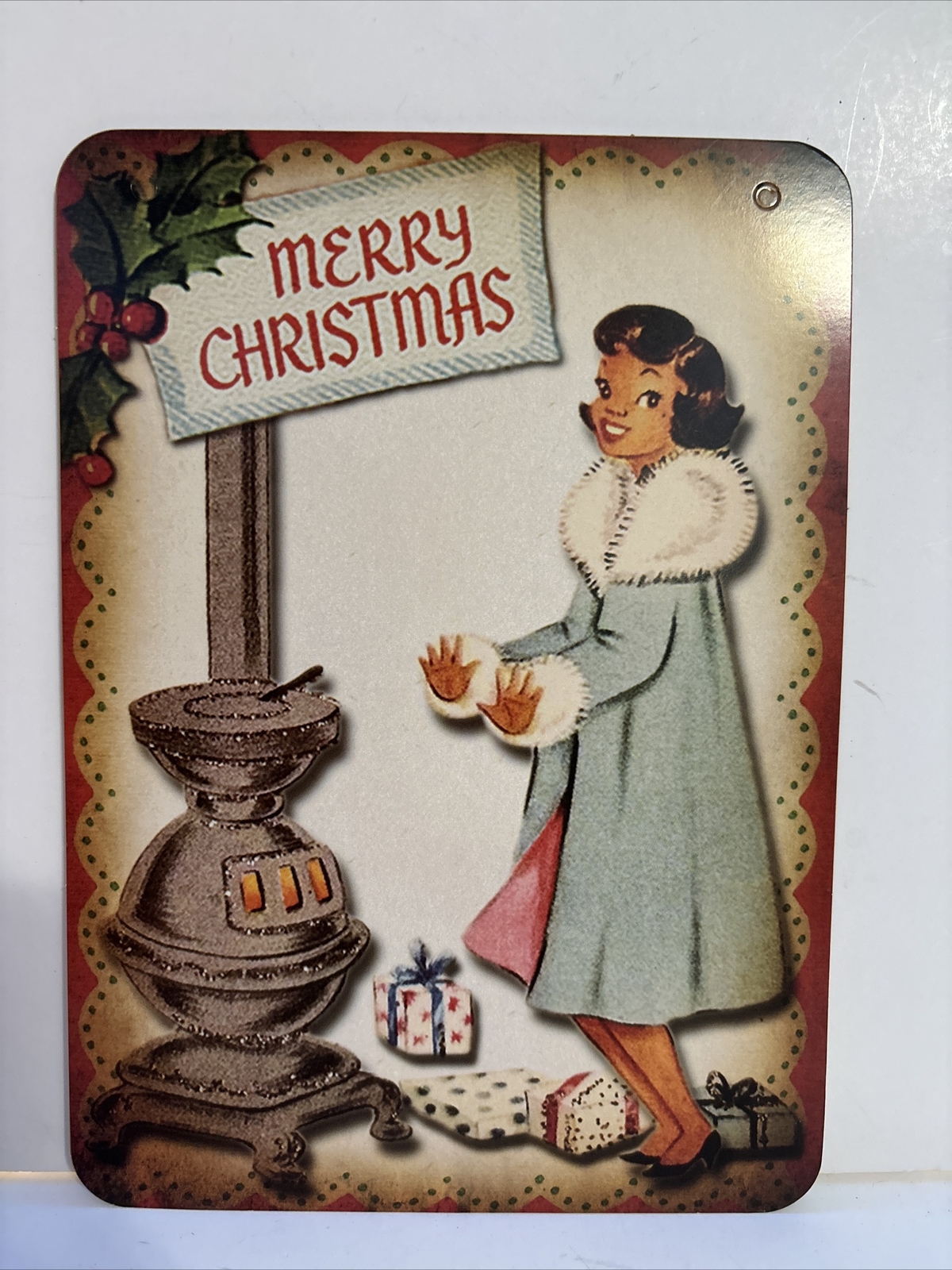Christmas Wall Decor Holiday Vintage Style Die Cut Cardboard 5.5 X 7.5”
