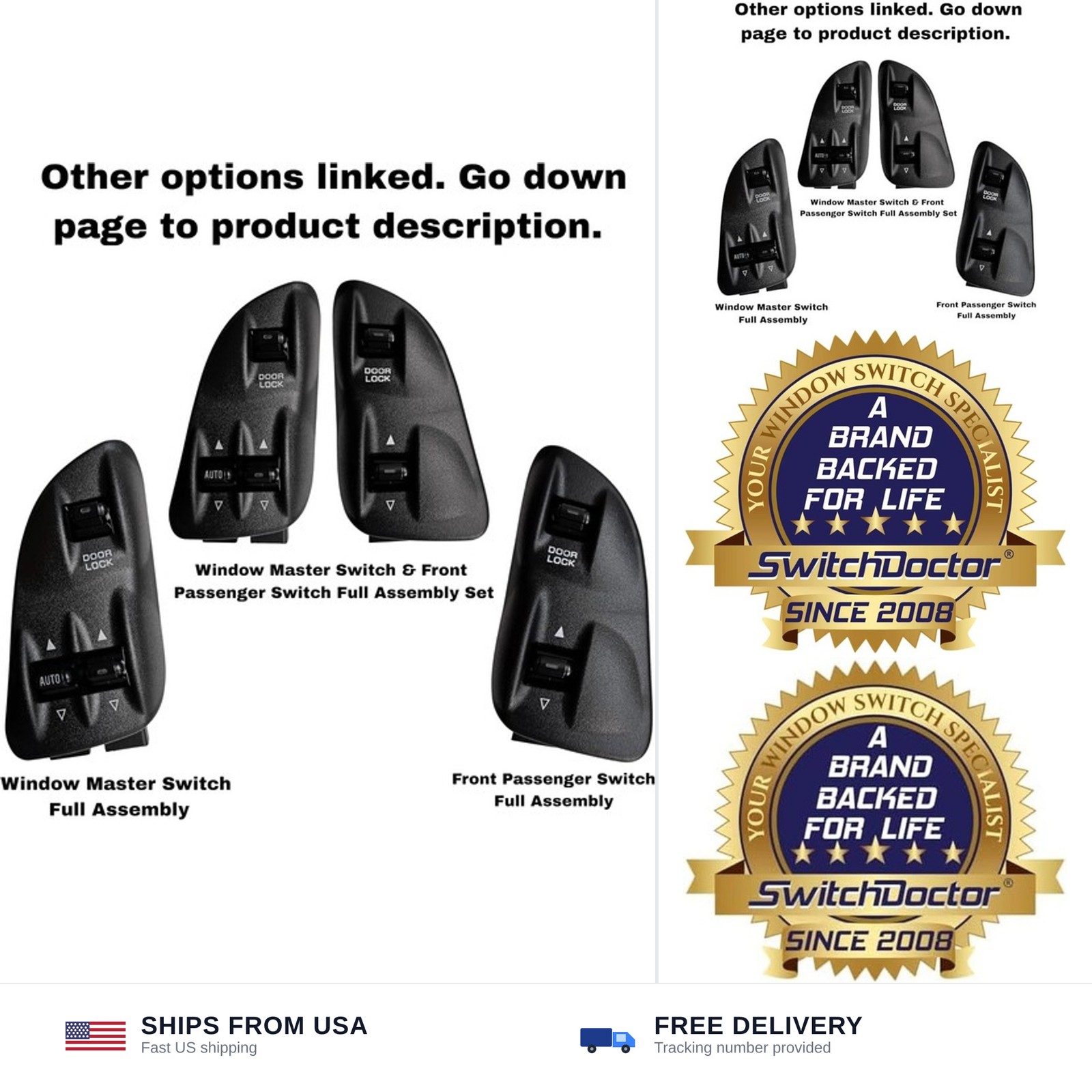 Window Master Switch for 1998-2002 Dodge Ram 1500 2500 3500 and 1998-2000 Dod...