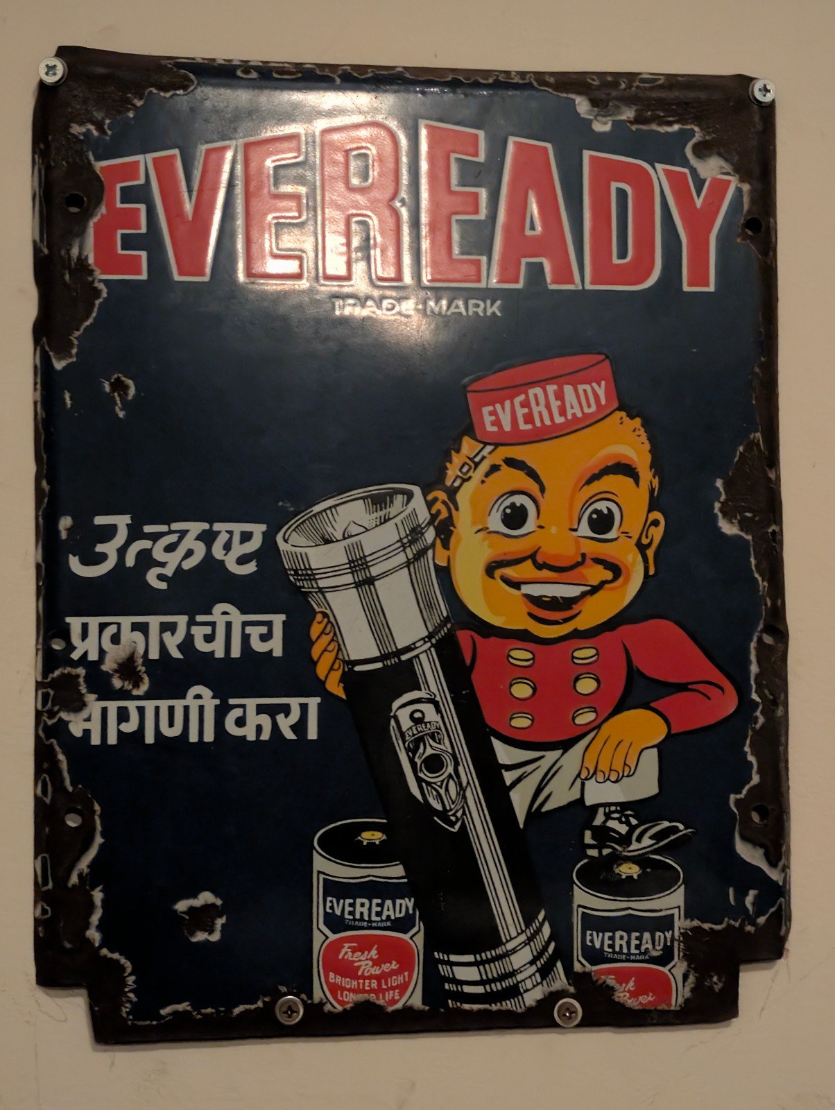 Vintage EverReady Battery Porcelain Advertising sign