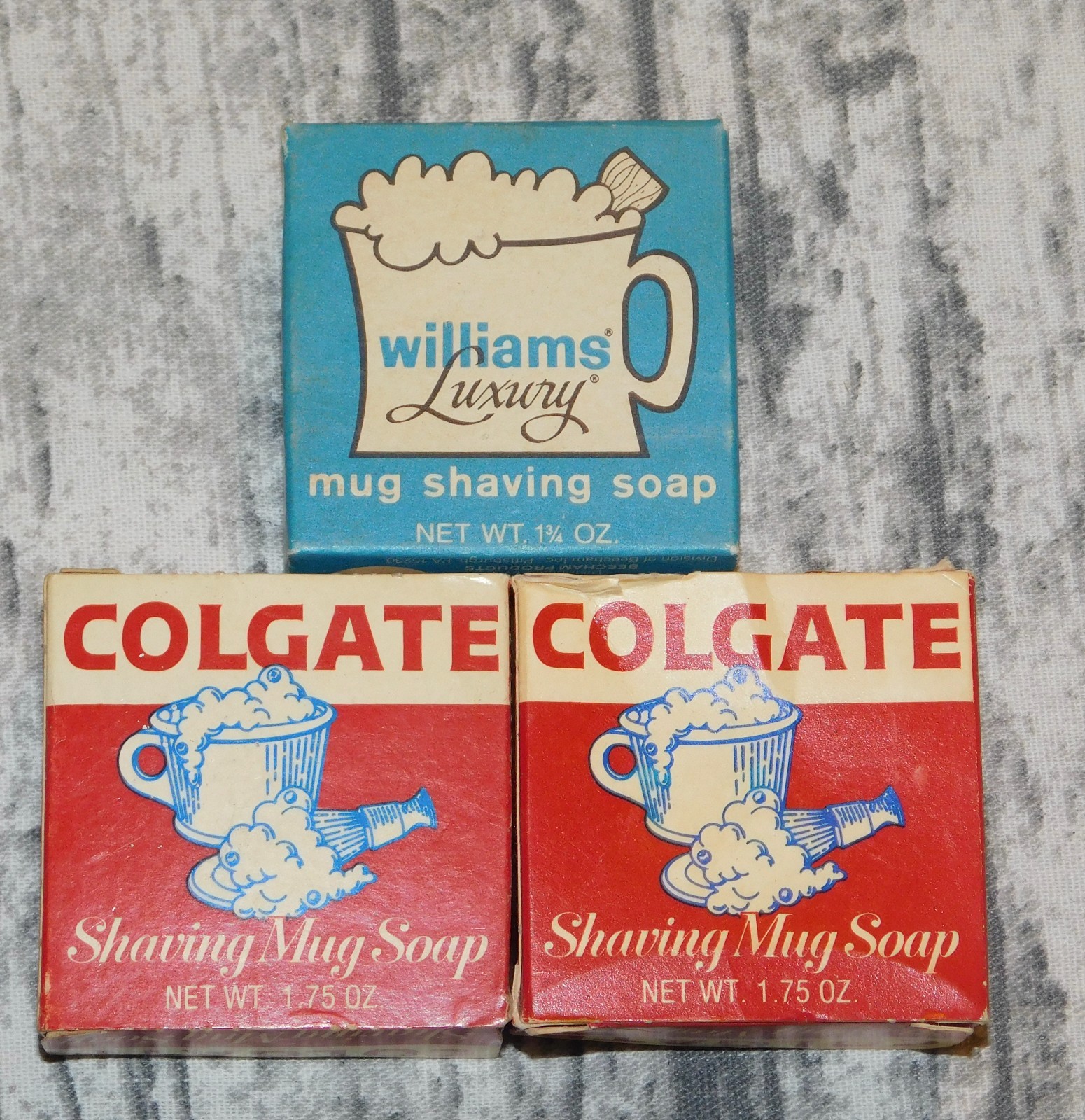 WILLIAMS MUG SHAVING SOAP AND COLGATE SHAVING MUG SOAP NOS NIB LOT 3