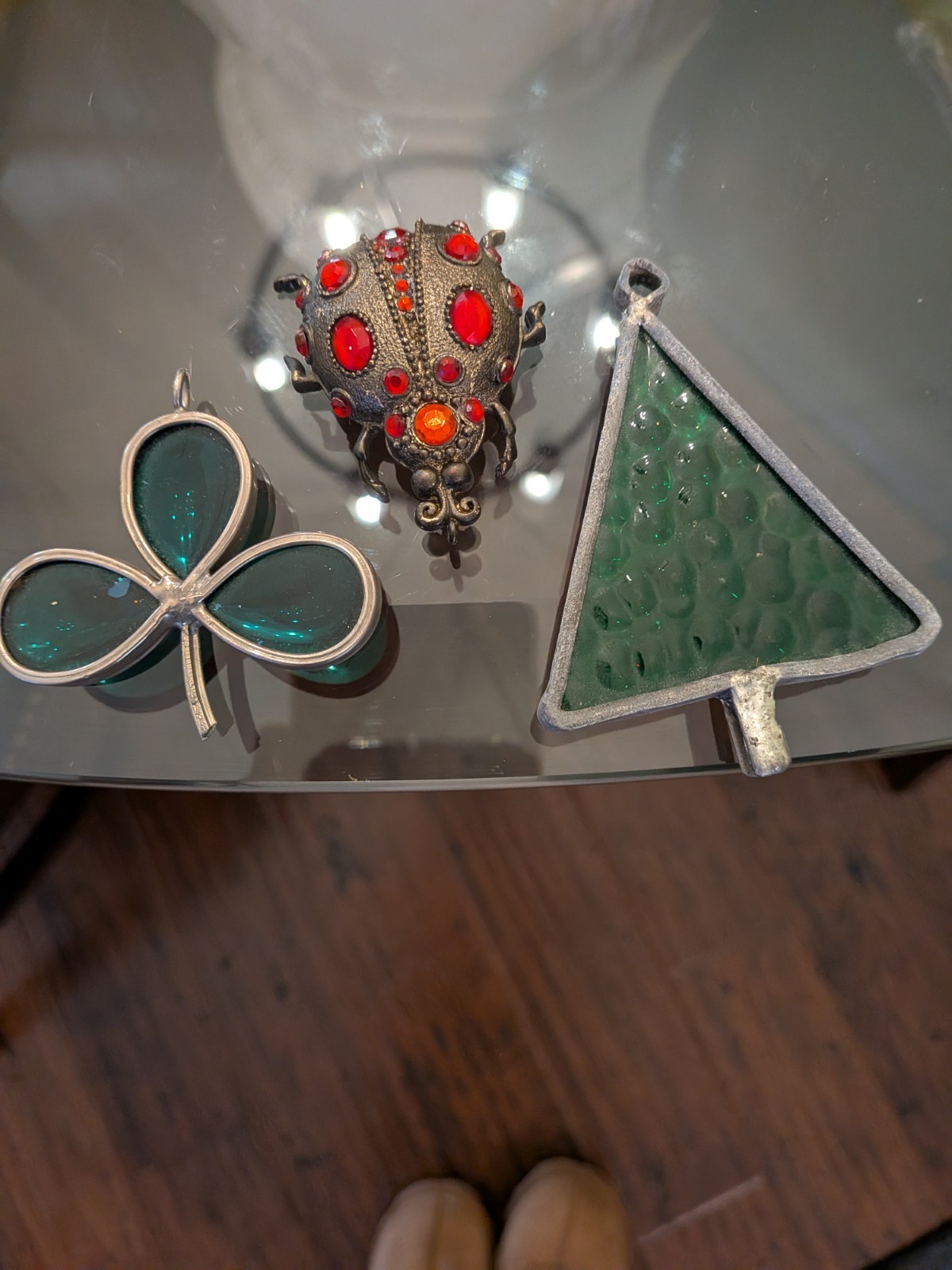 3-Piece Vintage Holiday & Nature Theme Hanging Ornament / Suncatcher Lot 3-Piece Vintage Holiday & Nature Theme Hanging Ornament / Suncatcher Lot