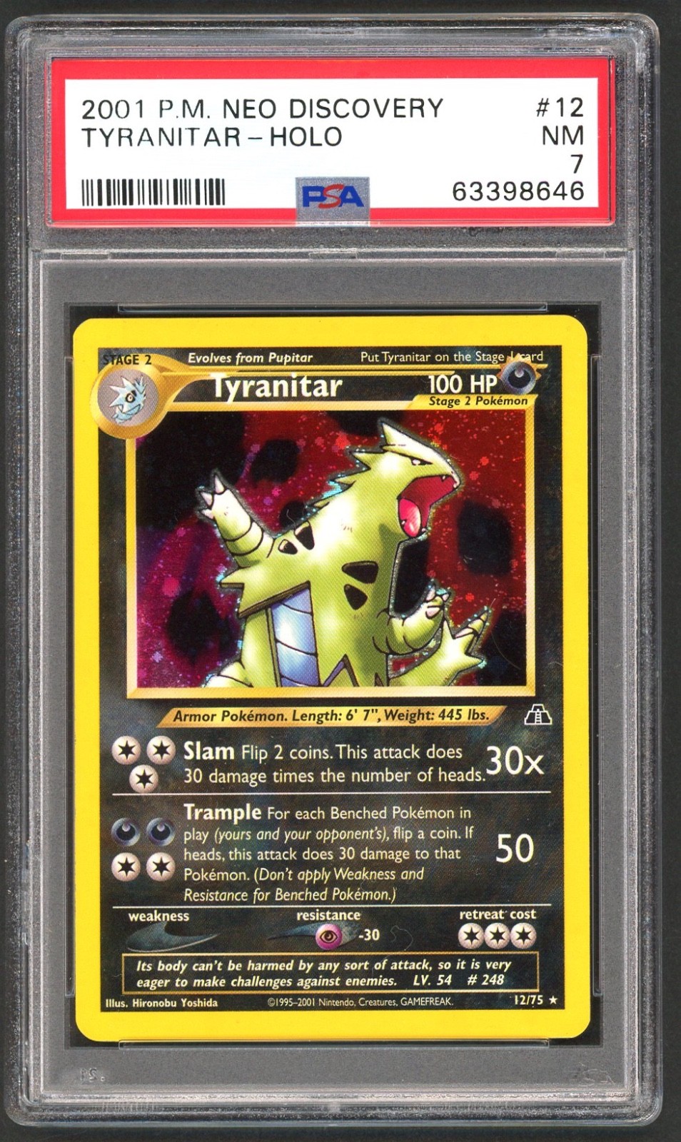 Pokemon Card PSA 7 Tyranitar 12/75 Neo Discovery Holo