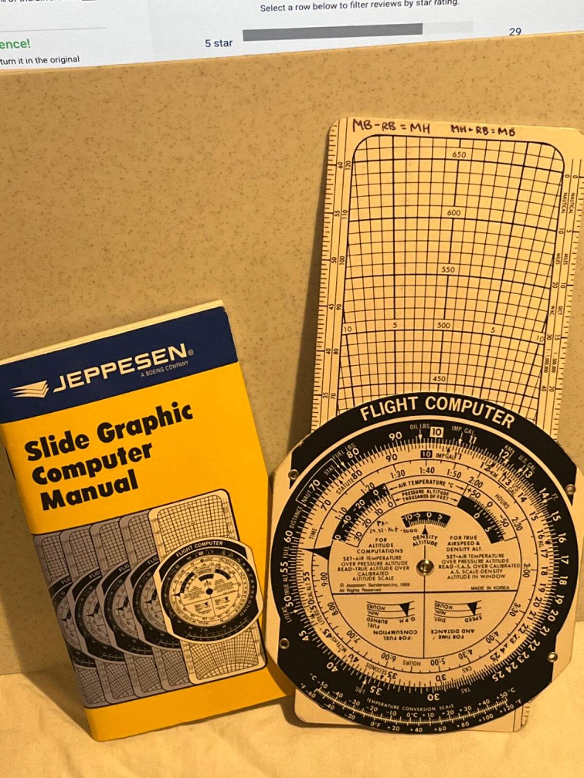 Jeppesen Student Flight Computer CSG & Manual E6B Whiz Wheel