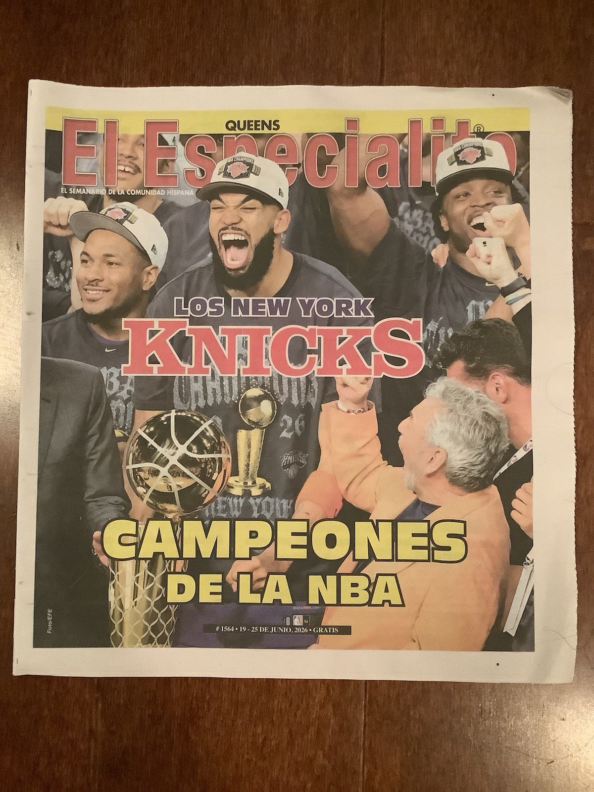 NY KNICKS NBA CHAMPS SPANISH NEWSPAPER  - EL ESPECIALITO June 19-25 2026