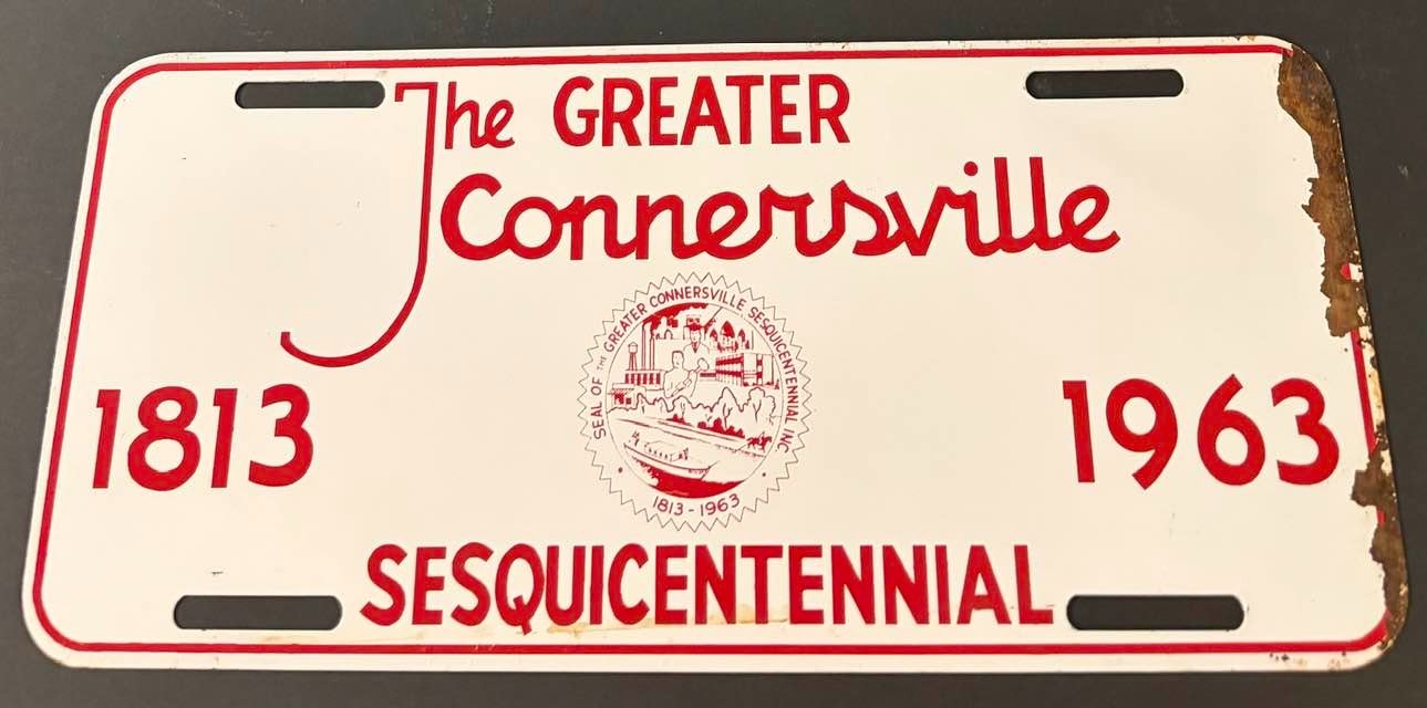 Vintage 1813 1963 Greater Connersville Sesquicentennial License Plate Indiana