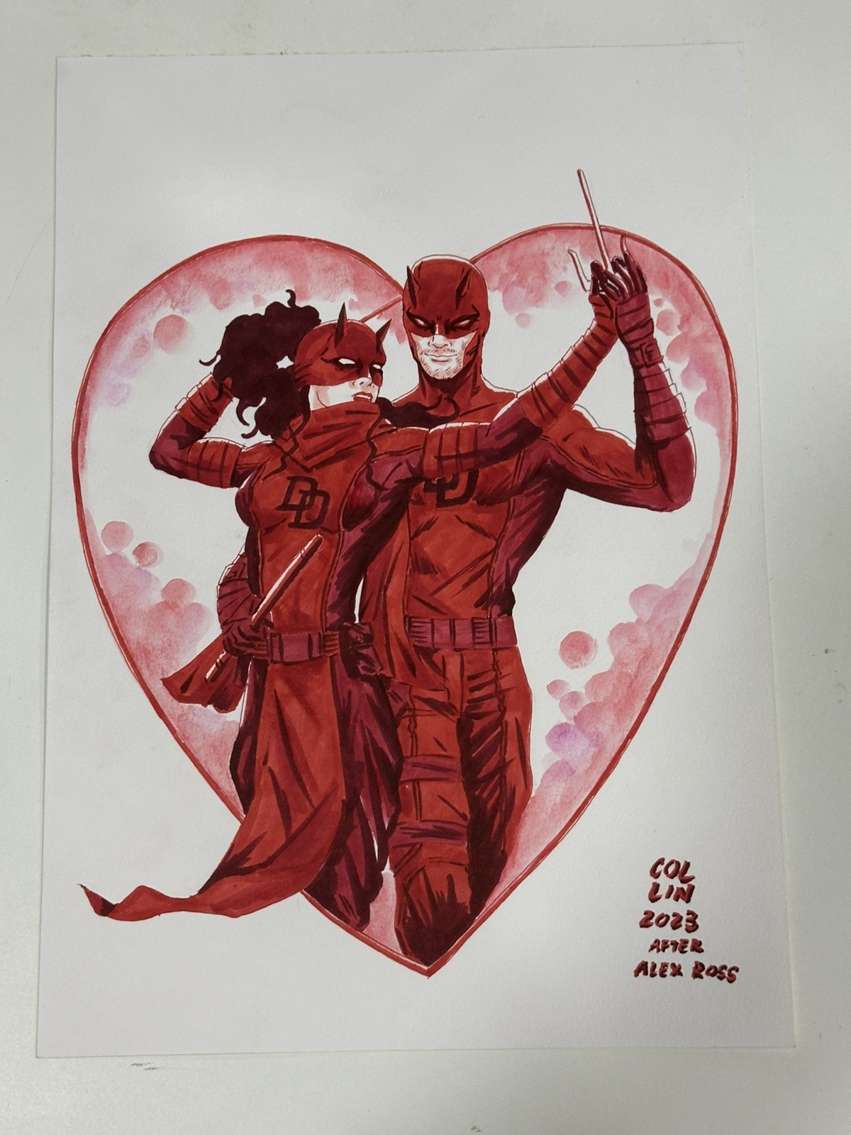 Marvel Daredevil & Lady Daredevil Original Comic Art by Collin Yap