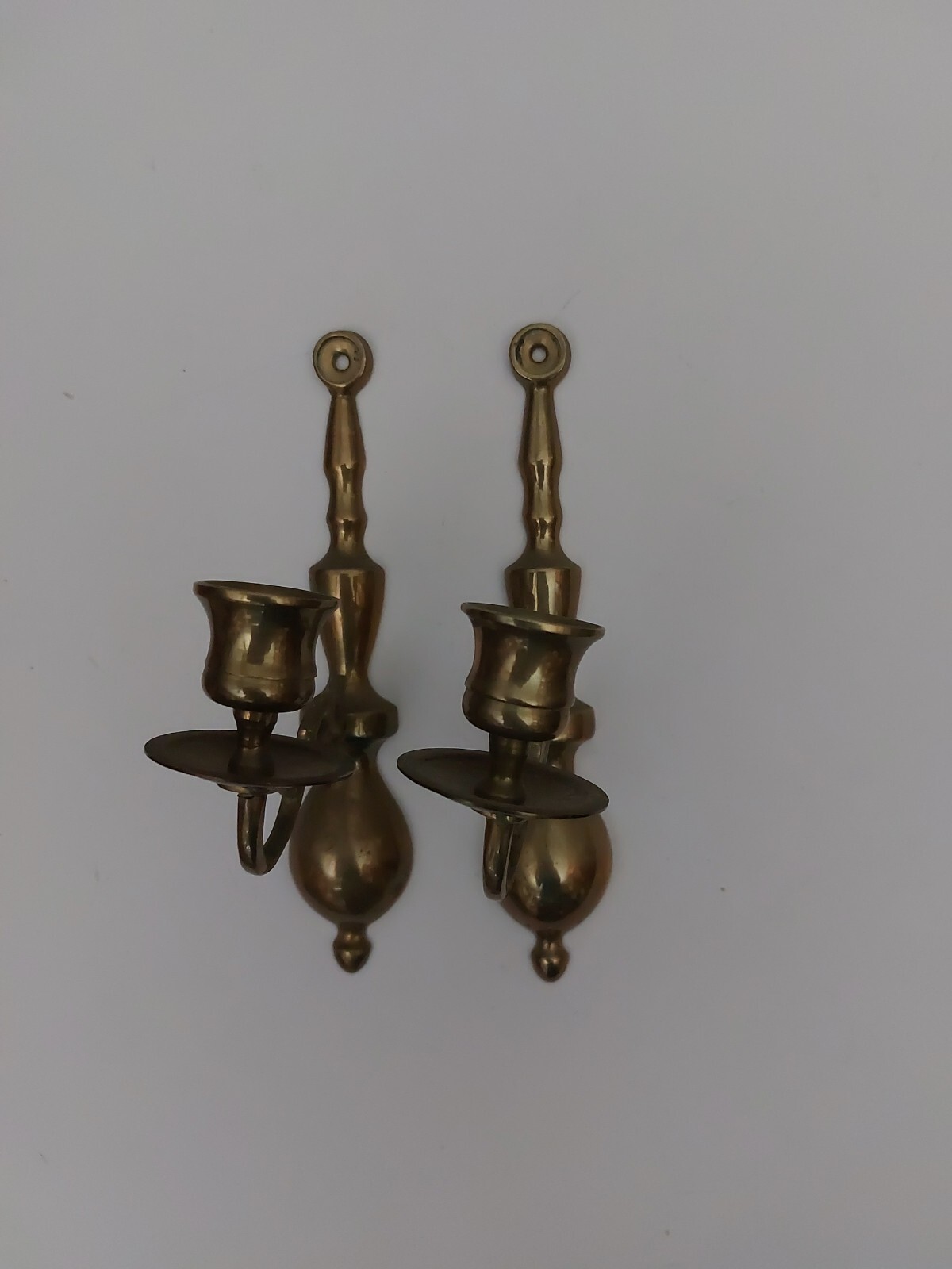Clearance Vtg Solid Brass Wall Hanging Sconces Set Candleholders