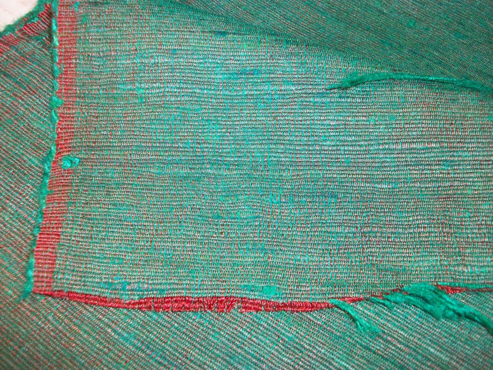 Vintage Green Iridescent 100% Raw Silk Fabric 2.5 yards