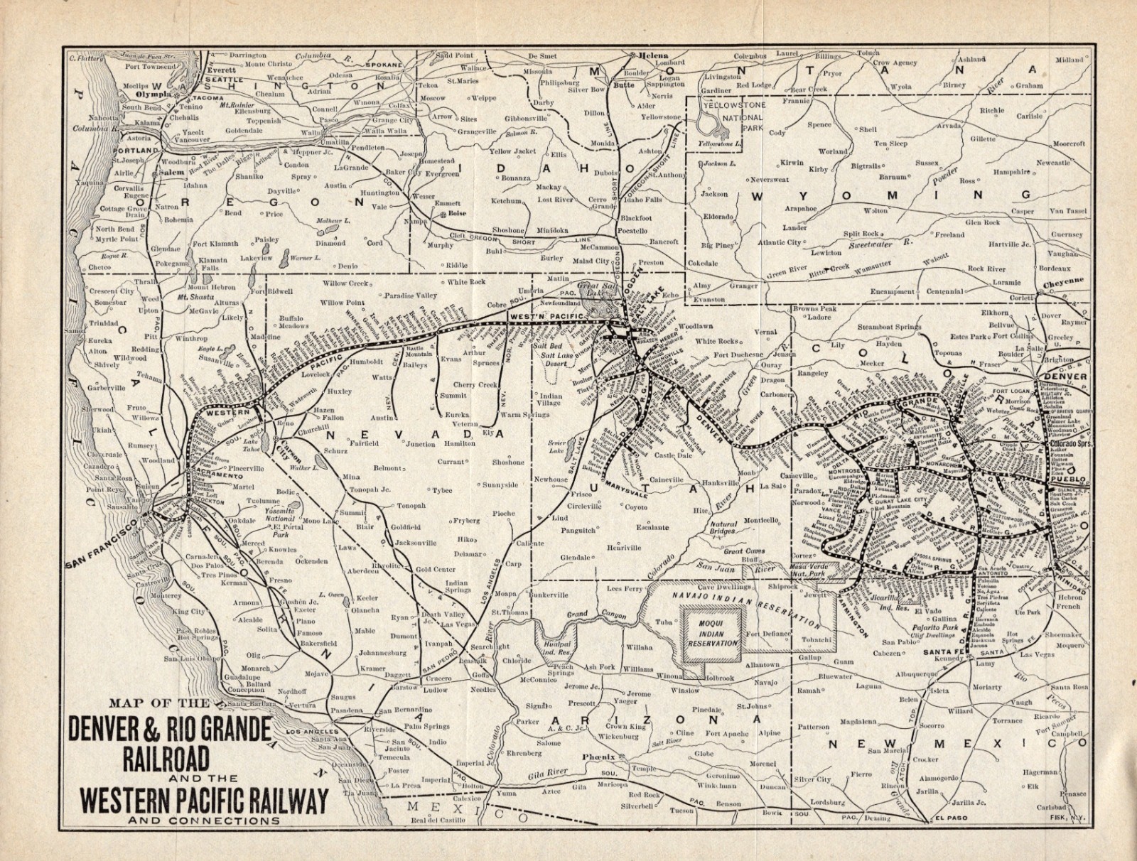 1911 Denver and Rio Grande Railroad System Map Vintage Railway Map 3213