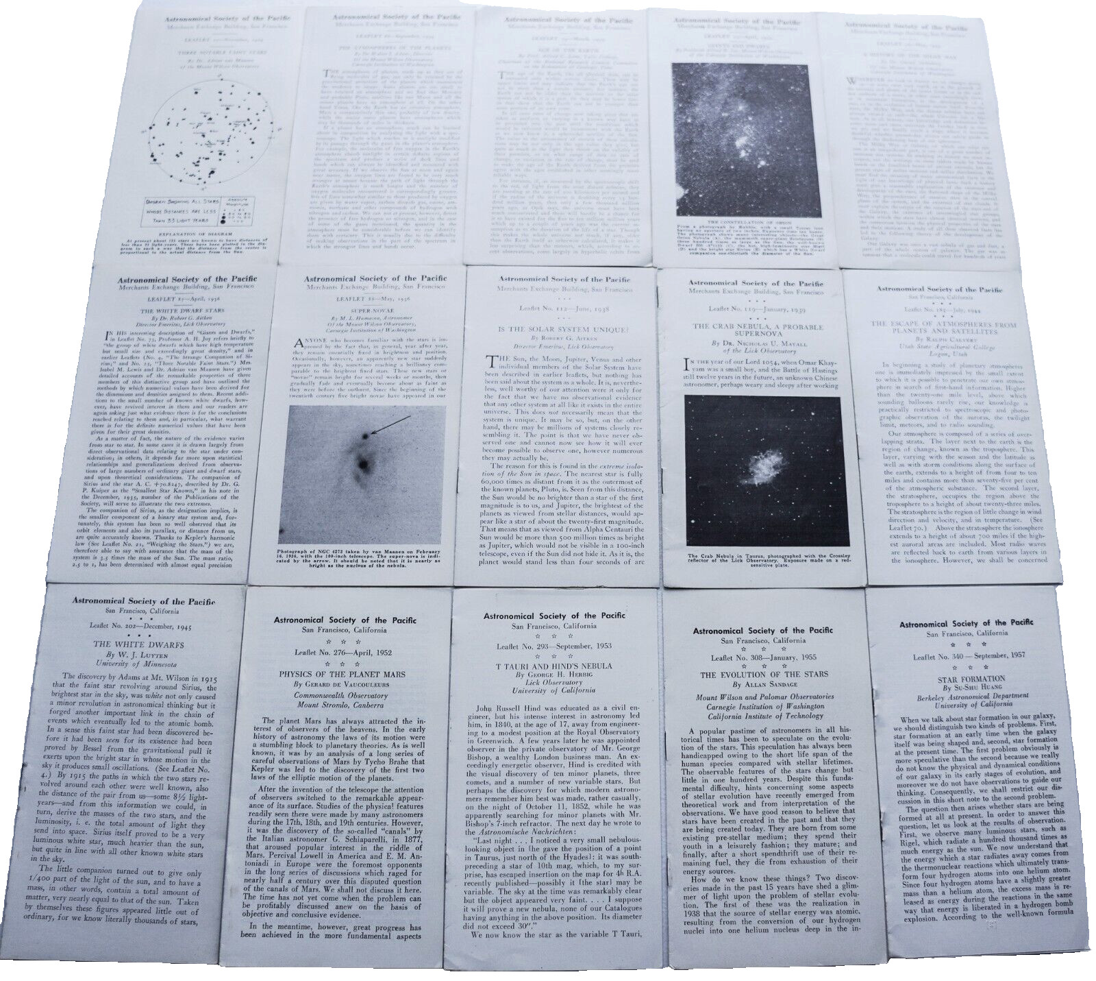 15 Astronomical Society of the Pacific Leaflets 1929-1957 Astronomy Milky Way