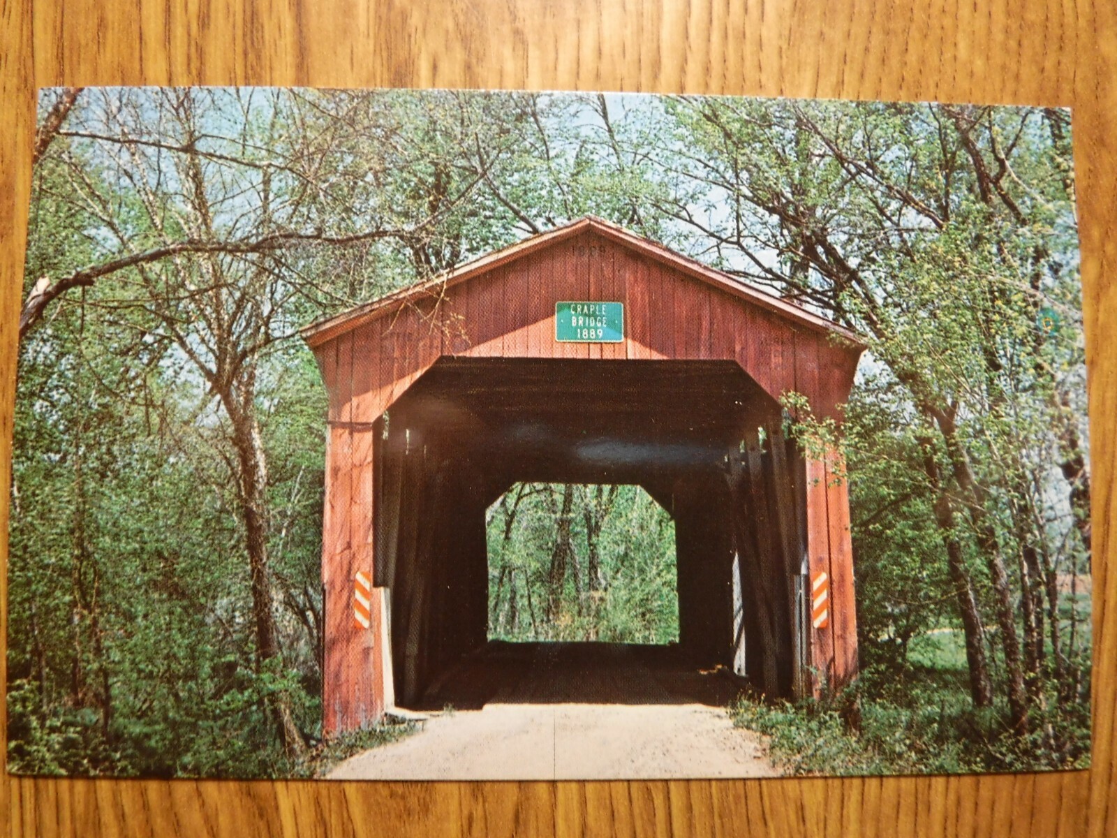 UNUSED POSTCARD, CRAPLE BRIDGE, WOODEN COVERED BRIDGE, INDIANA (64) 