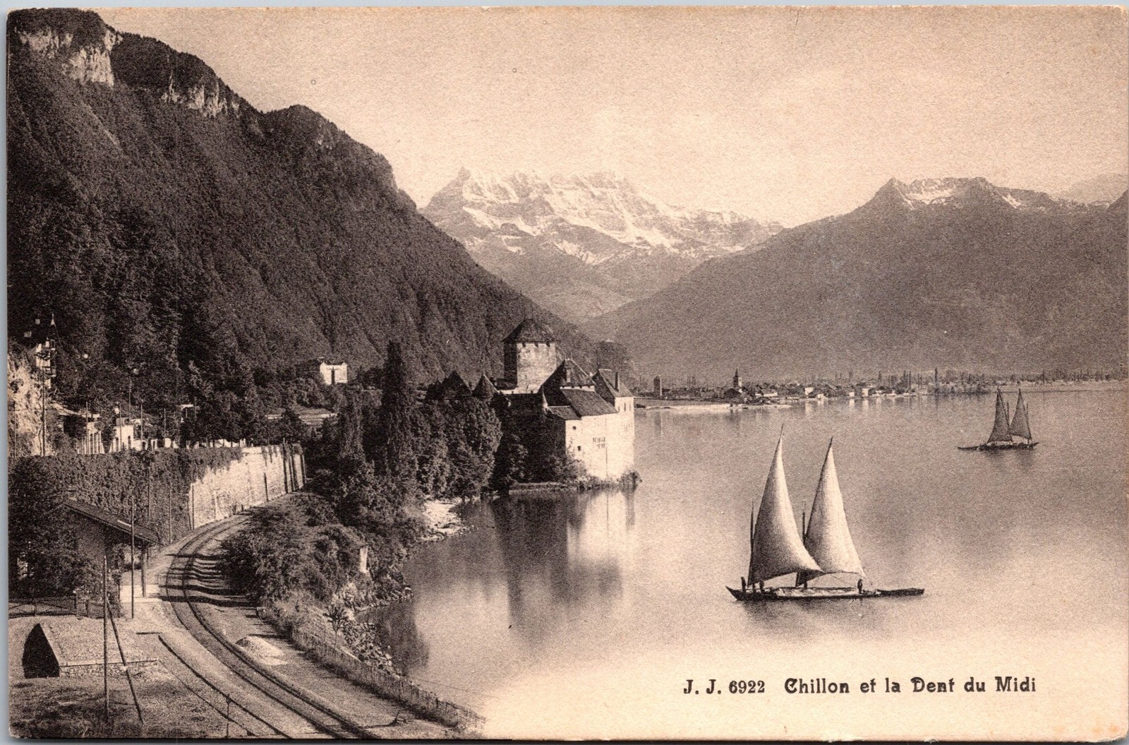 Jullien Freres Postcard Chillon et la Dent du Midi Switzerland Vintage B76