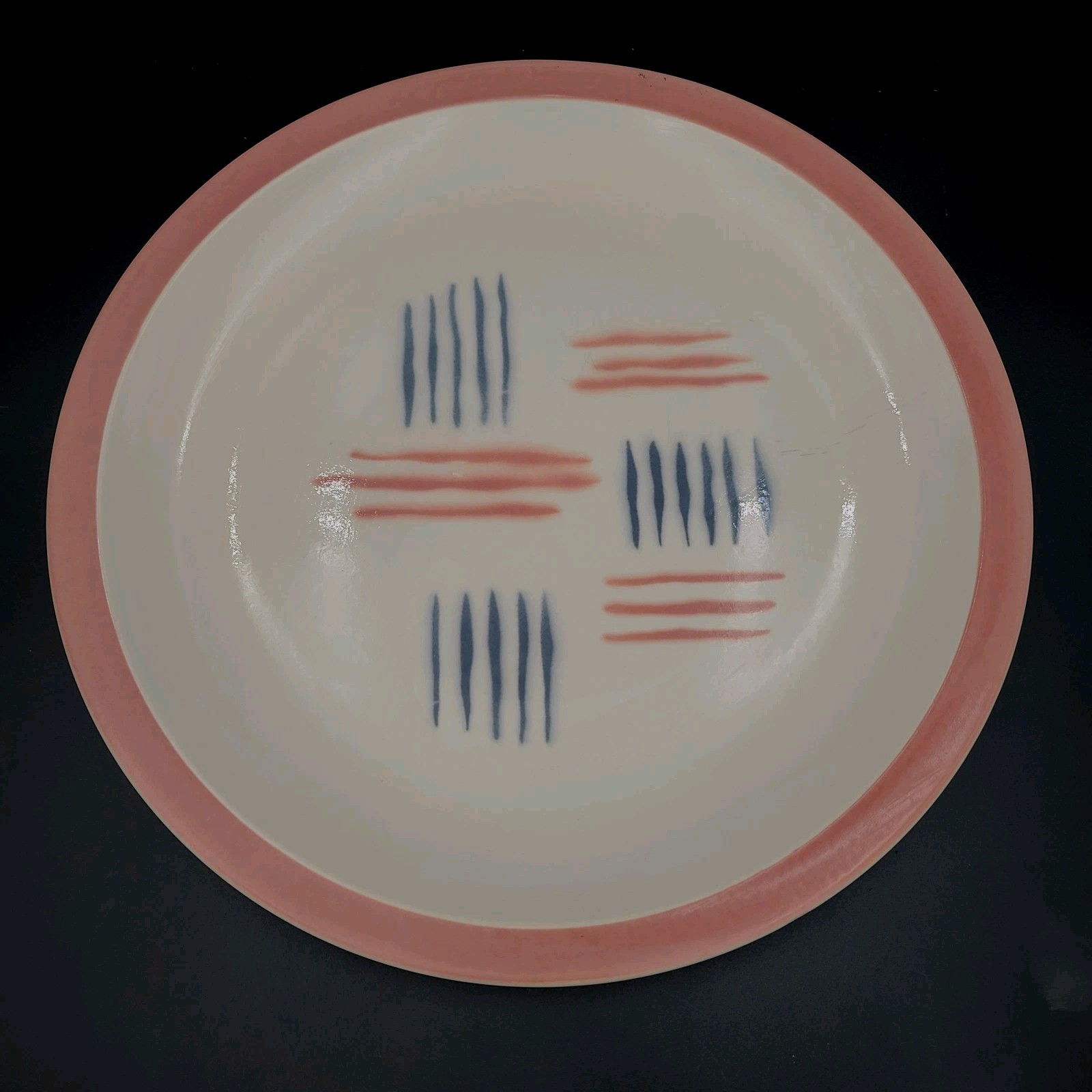 Vintage Chop Plate  Steubenville Pottery Dimension RARE Pink & Grey USA MCM 15