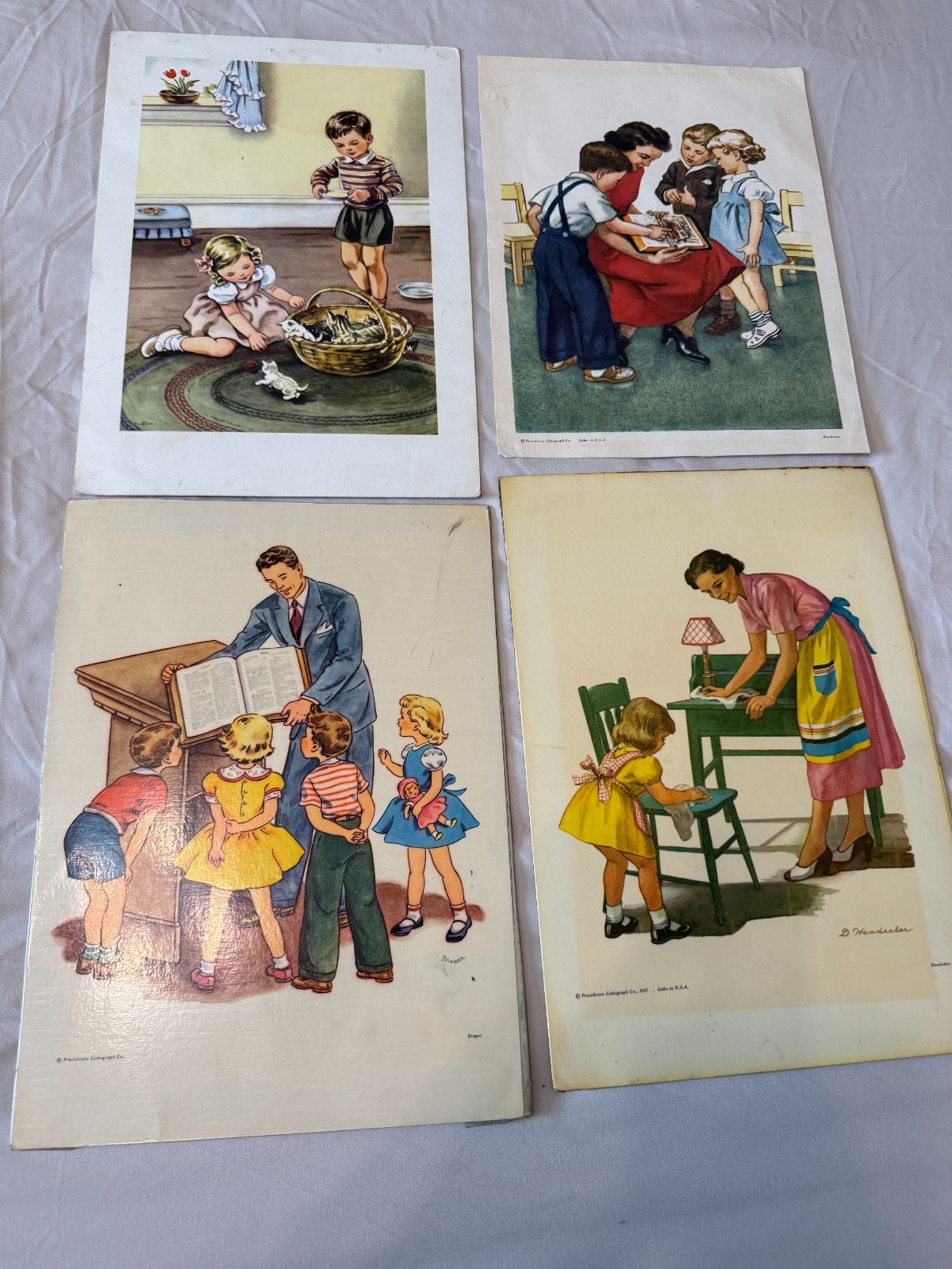 4 VTG Providence Lithograph Co Prints Lithographs