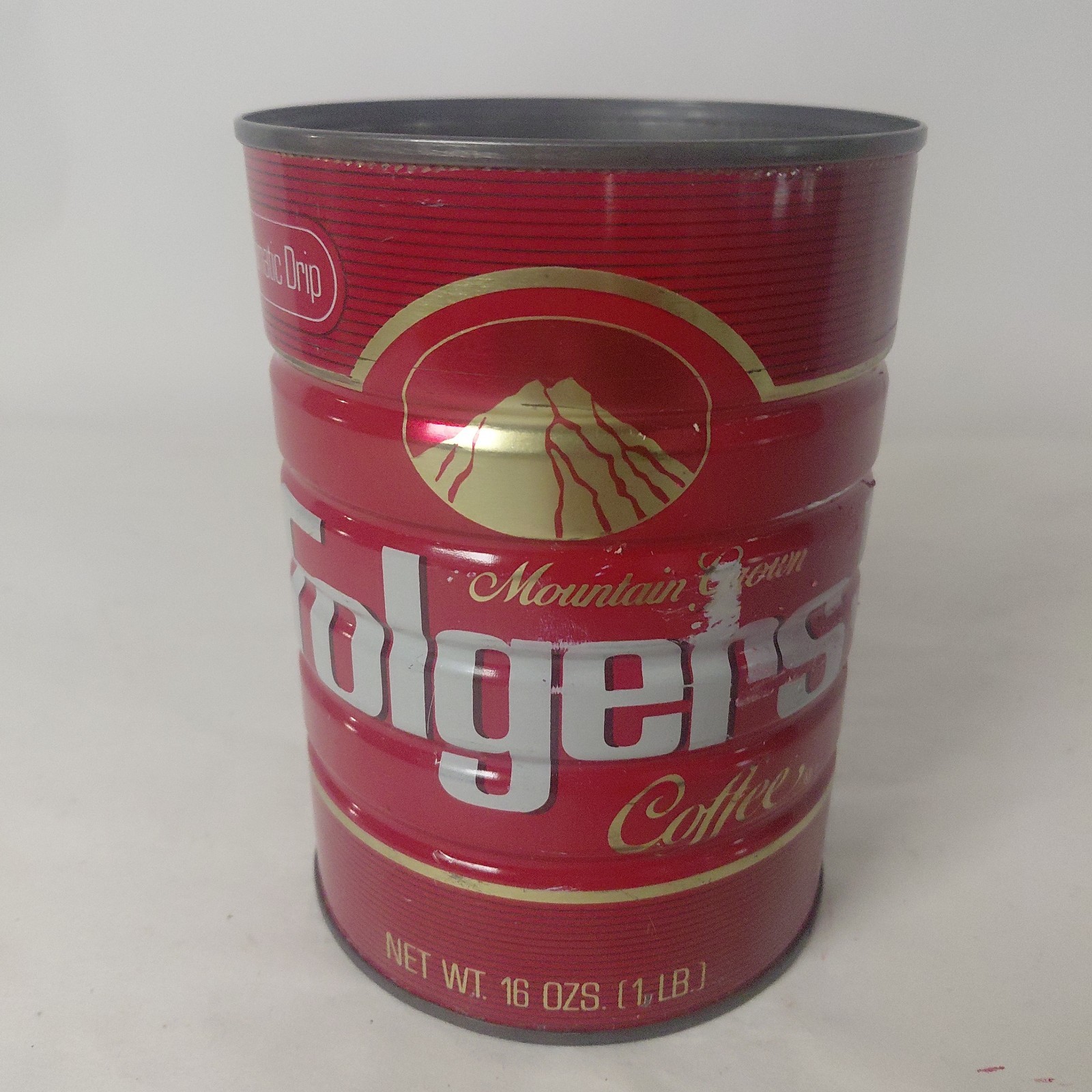 Folgers 1984 13oz Red Tin Coffee Can (No Lid) Vintage (Empty)
