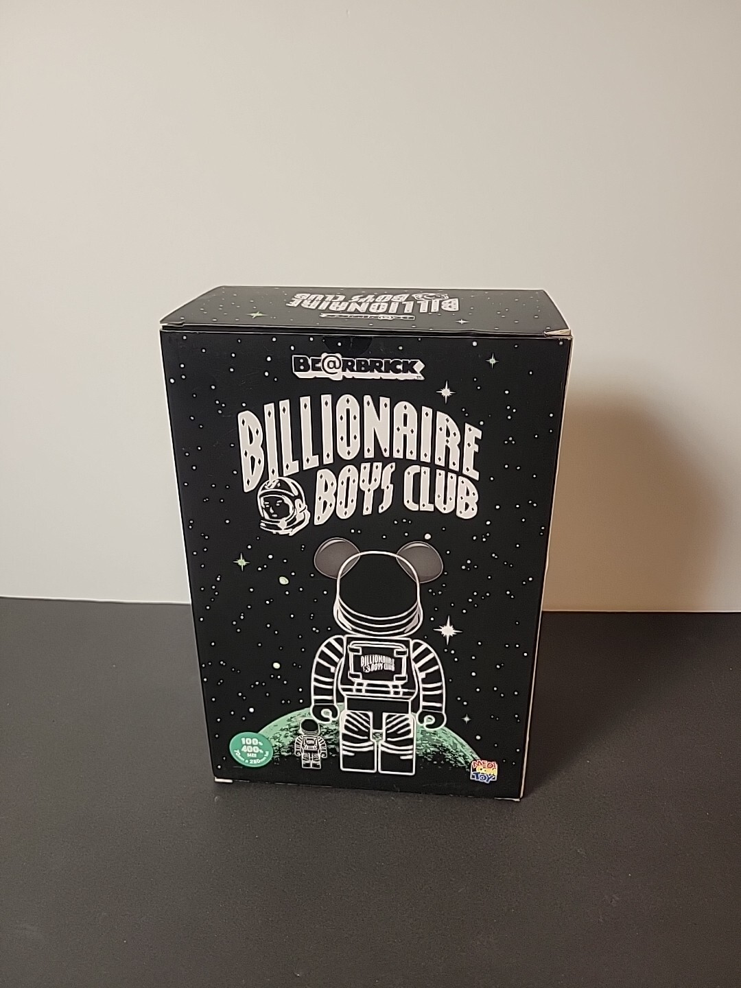BEARBRICK BILLIONAIRE BOYS CLUB ASTRONAUT BLACK 100% & 400% Medicom BOX ONLY