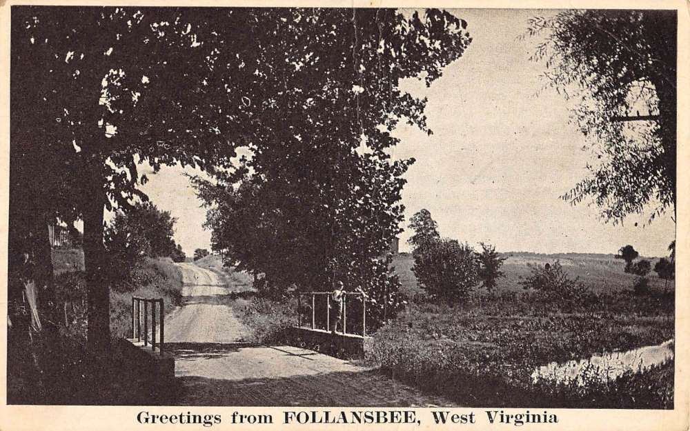 Follansbee West Virginia Street Scene Greeting Antique Postcard K77966