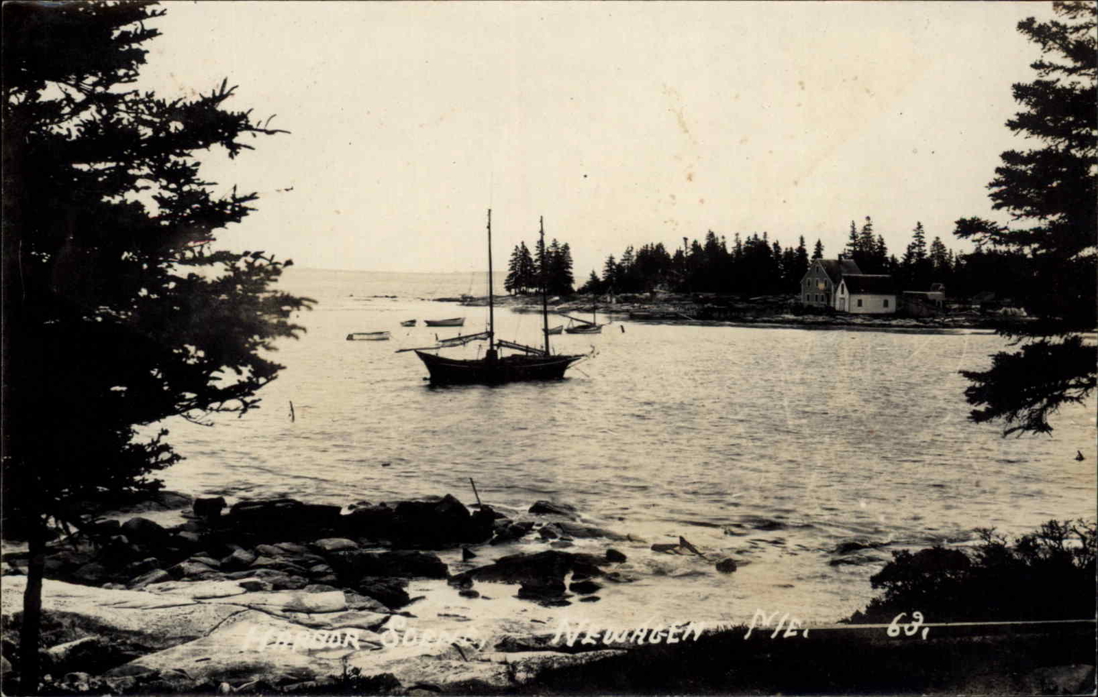 Newagen Maine ME Harbor c1950s-60s RPPC Real Photo Postcard