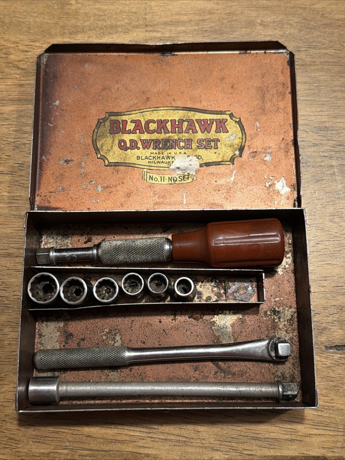 RARE Vintage 1920-30s Blackhawk QD 1/4 Wrench Set No. 11 ND Antique Tools