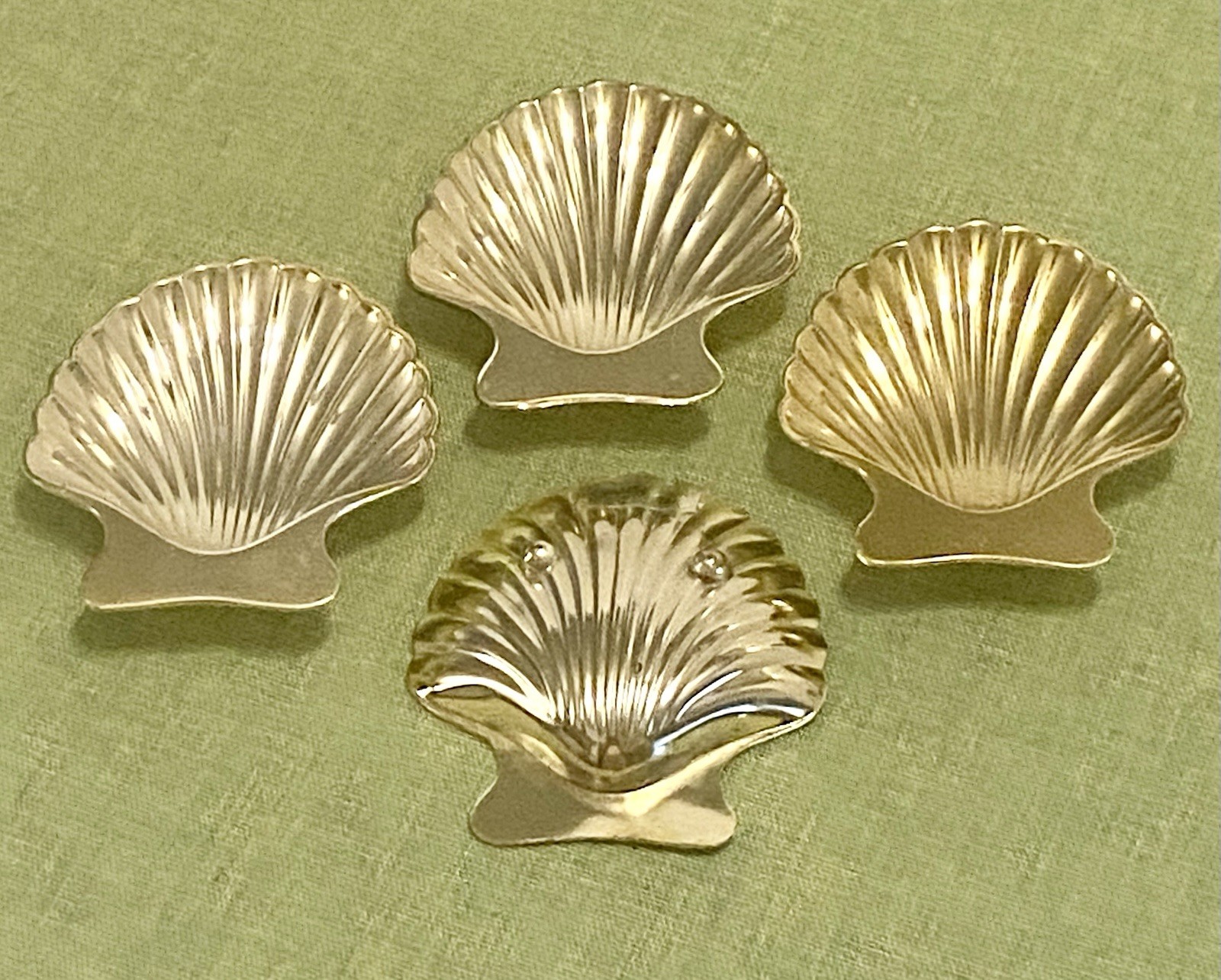 VTG Silver Plate Tarnish Resistant Scalloped Shell Footed Dish Japan Set Of 4