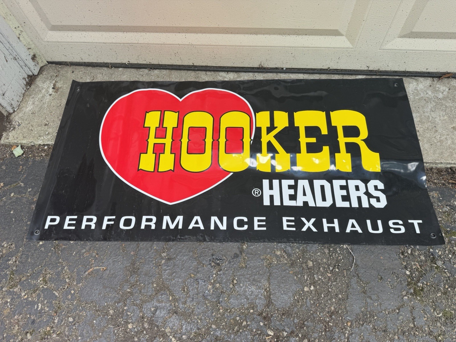VINTAGE HOOKER HEADERS Banner SIGN OLD AUTOMOTIVE ENGINE EXHAUST MUSCLE CAR