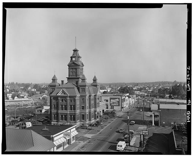 2. Elevated view from southeast - New Whatcom City Hall, 121 Prospect Street,
