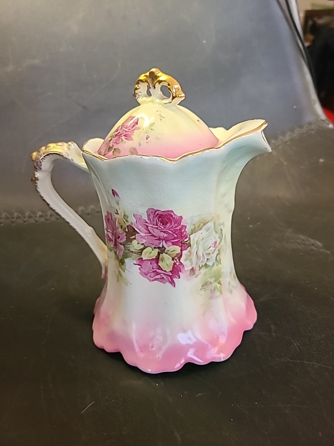 Victorian Floral Handpainted Vinatge Chocolate Pot, Tea, Creamer